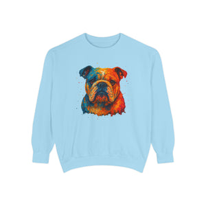 Vibrant Bulldog Sweatshirt - Cozy, Garment-Dyed Unisex Style - Riff Raff Wear