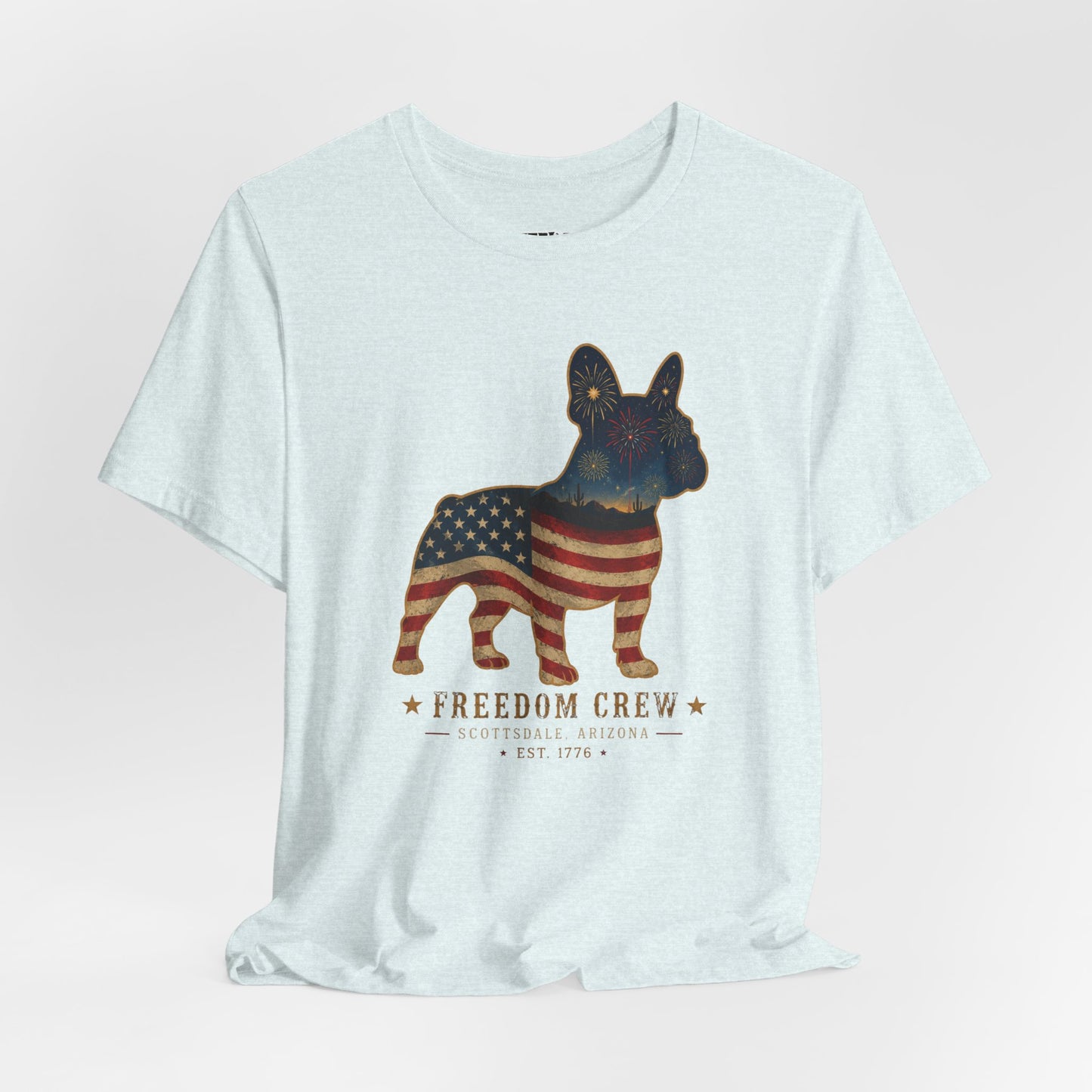 Freedom Crew Frenchie T-Shirt – Patriotic Bulldog Flag Tee