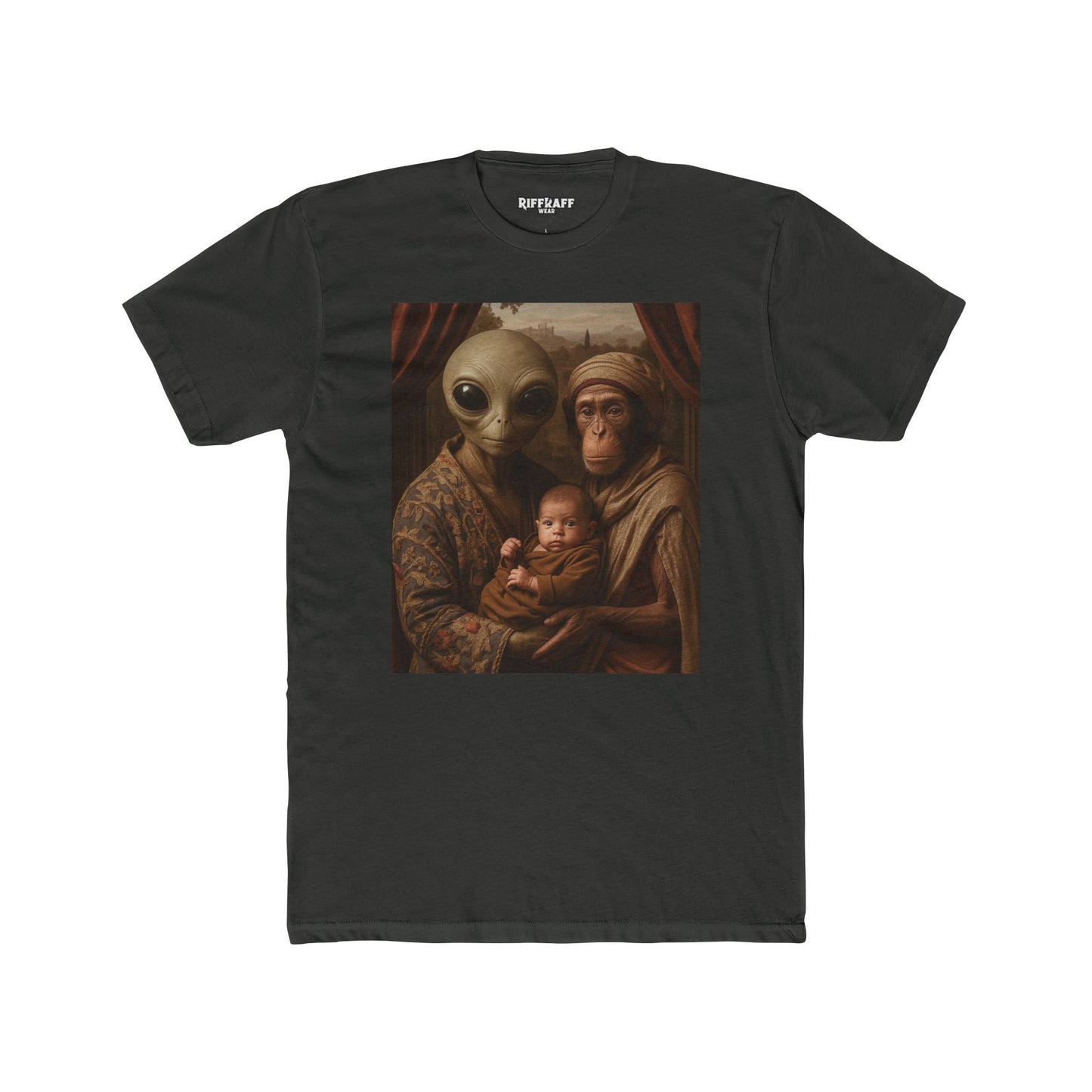 Early Earth Alien Family Portrait Unisex Cotton Crew Tee - Riff Raff Wear