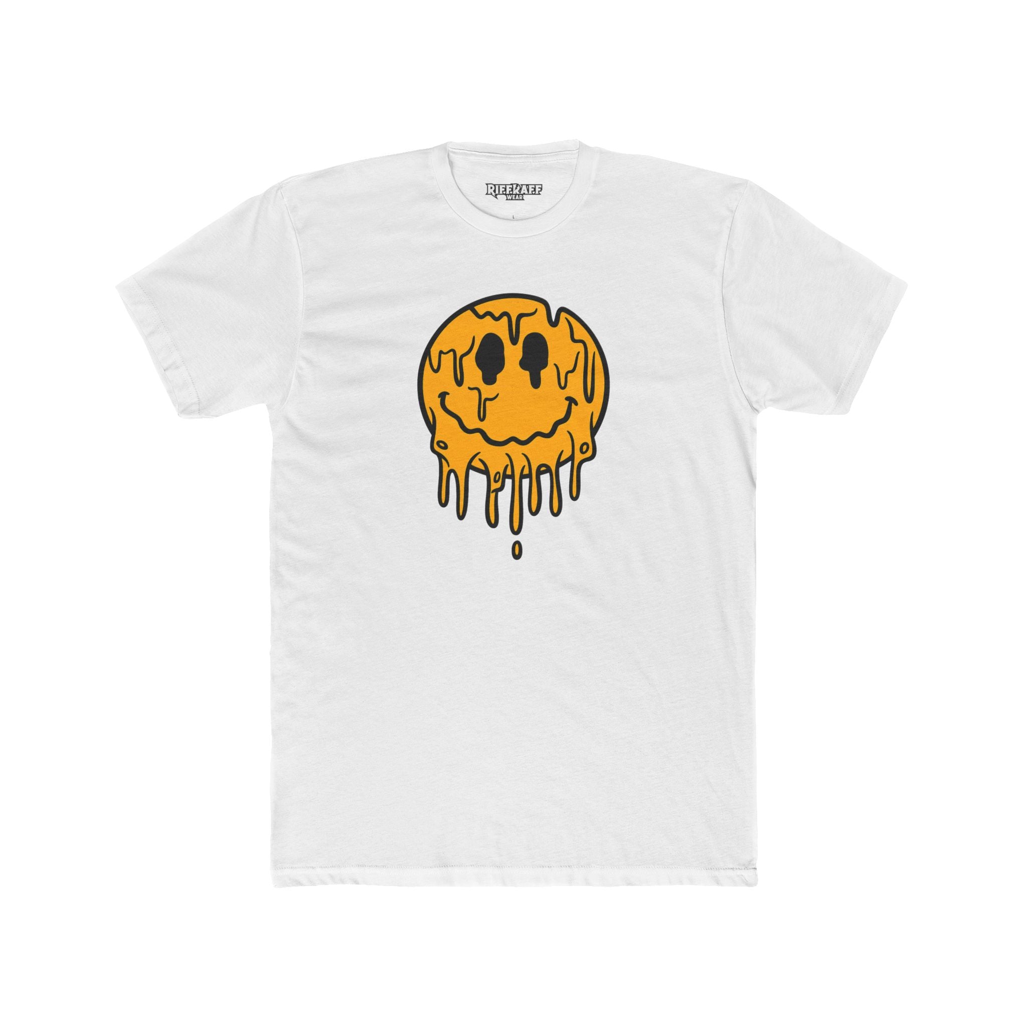Drippy Smiley Face Tee - Unisex Cotton Crew Tee for Fun, Casual Wear, Trendy Outfit, Unique Gift, Festival Apparel, Streetwear - Riff Raff Wear