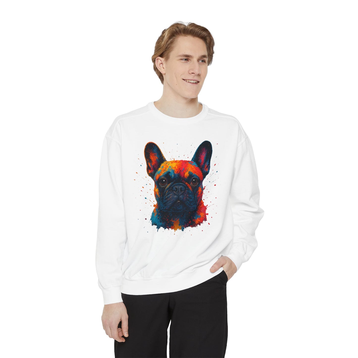 Colorful French Bulldog Sweatshirt - Unisex Garment-Dyed Design - Riff Raff Wear