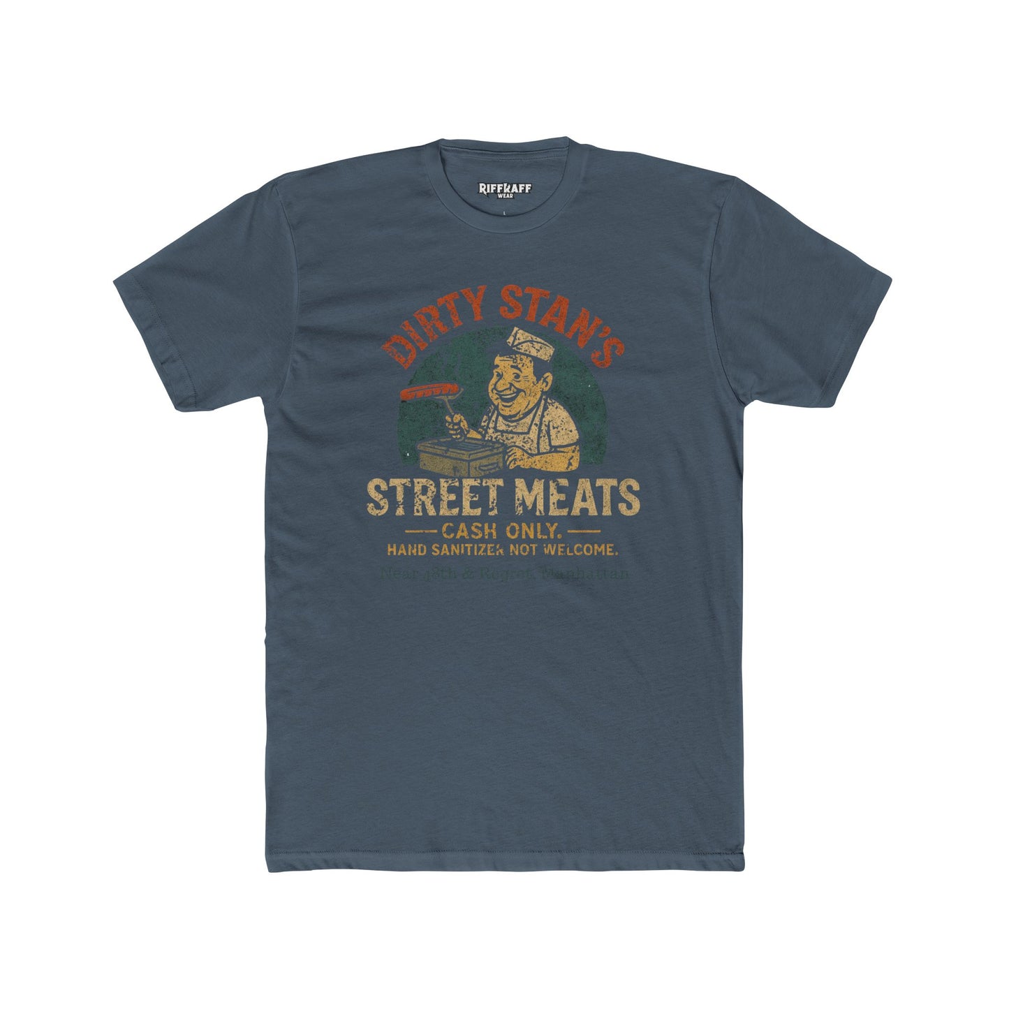 Funny Unisex Cotton Crew Tee - Dirty Stan's Street Meats Graphic T-Shirt - Riff Raff Wear