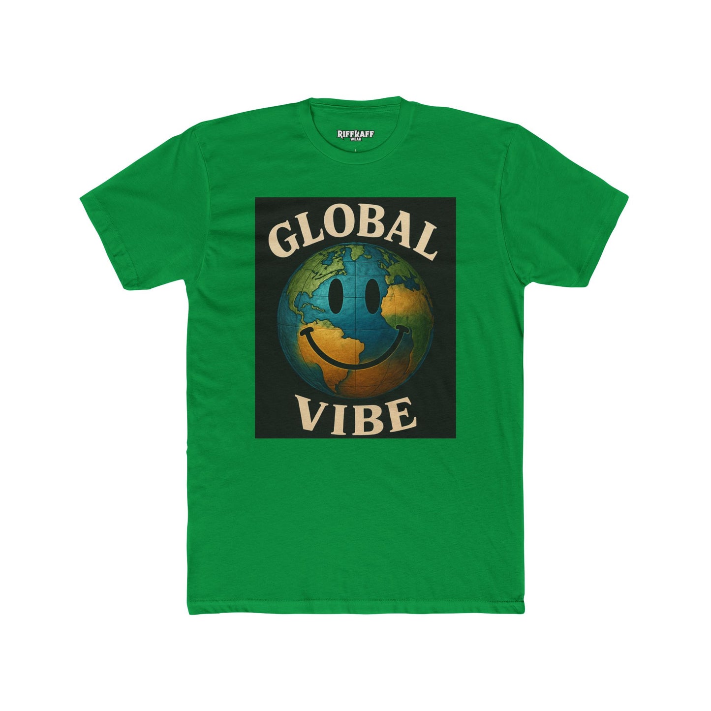 Global Vibe Unisex Cotton Crew Tee - Positive Earth Design for Eco Lovers - Riff Raff Wear