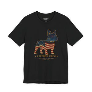 Freedom Crew Frenchie T-Shirt – Patriotic Bulldog Flag Tee