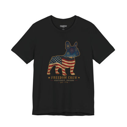 Freedom Crew Frenchie T-Shirt – Patriotic Bulldog Flag Tee