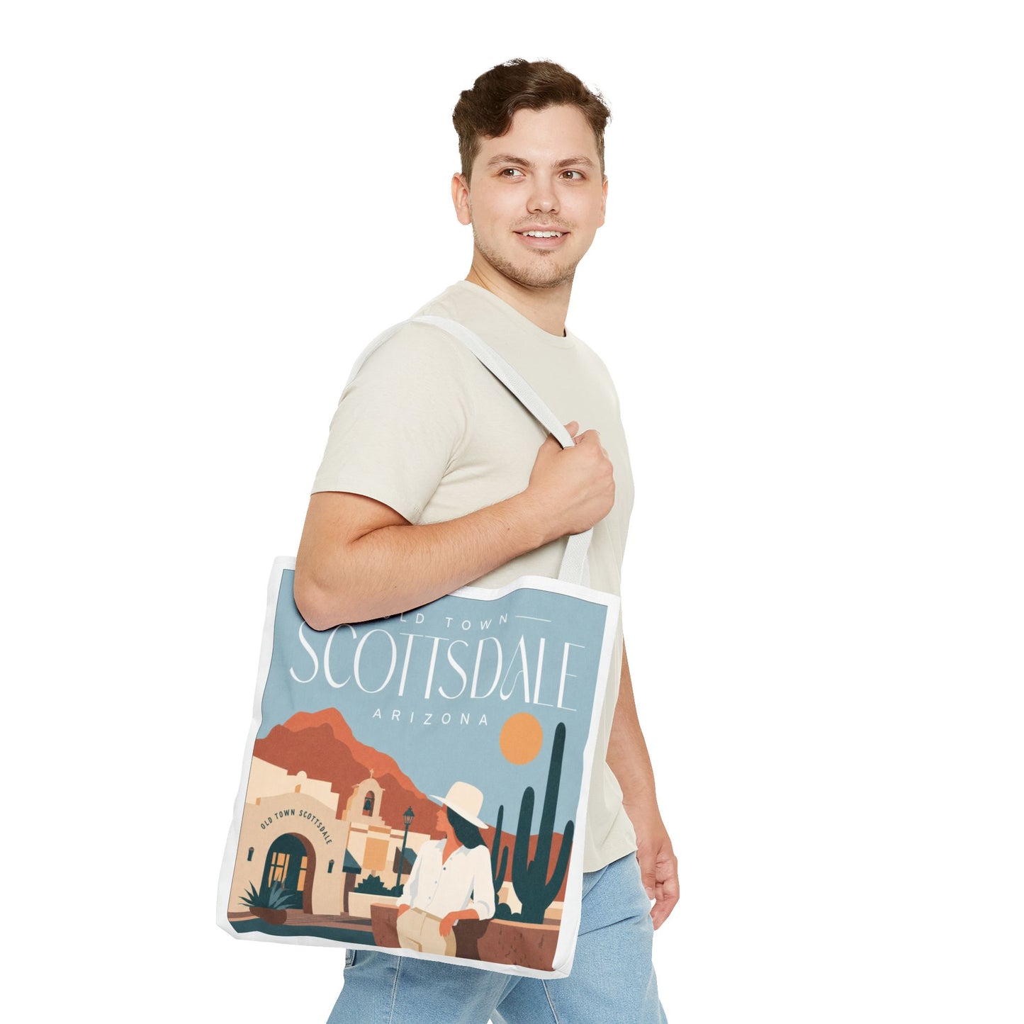 Scottsdale Arizona Vintage Travel Tote Bag — Old Town Desert Poster Design