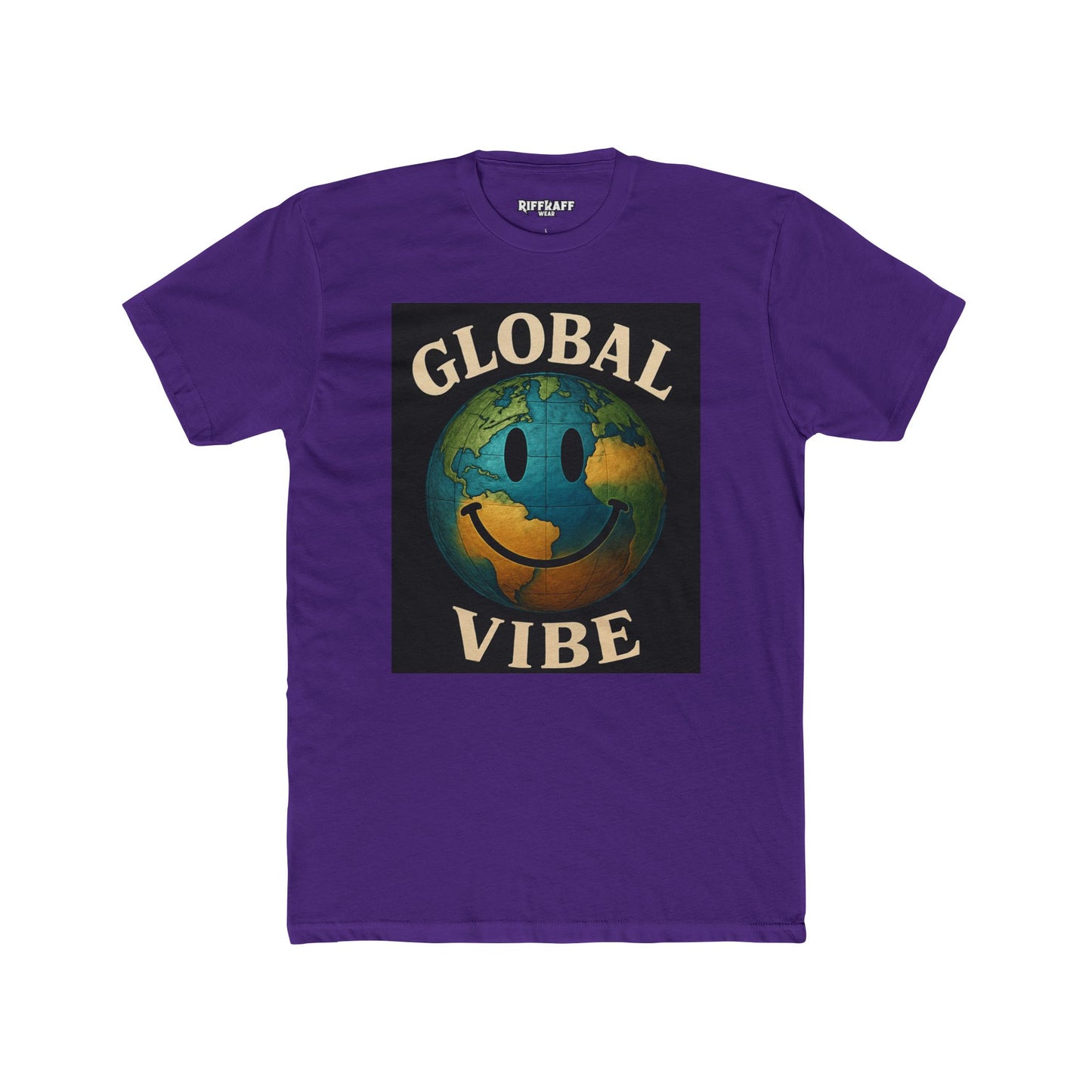 Global Vibe Unisex Cotton Crew Tee - Positive Earth Design for Eco Lovers - Riff Raff Wear