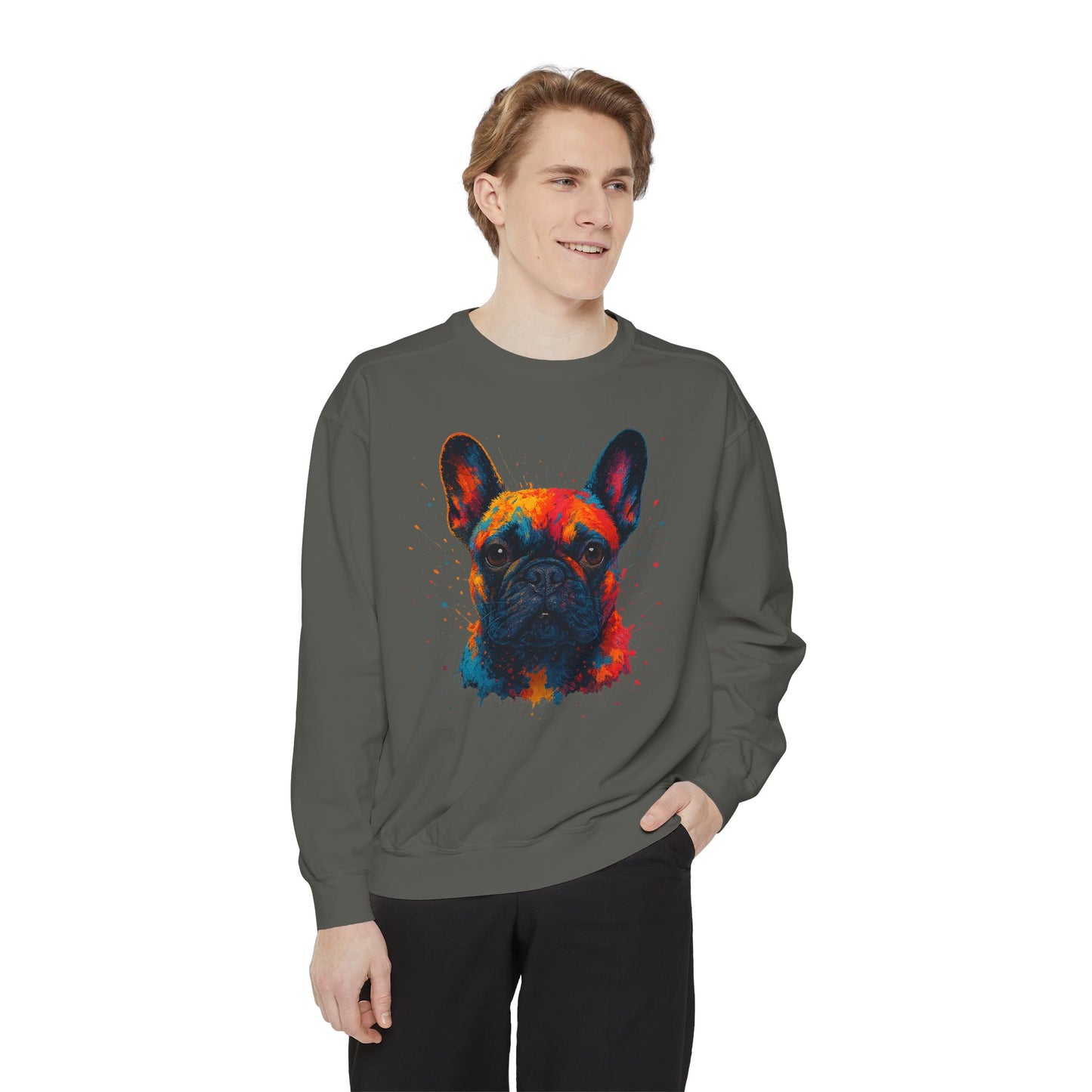 Colorful French Bulldog Sweatshirt - Unisex Garment-Dyed Design - Riff Raff Wear