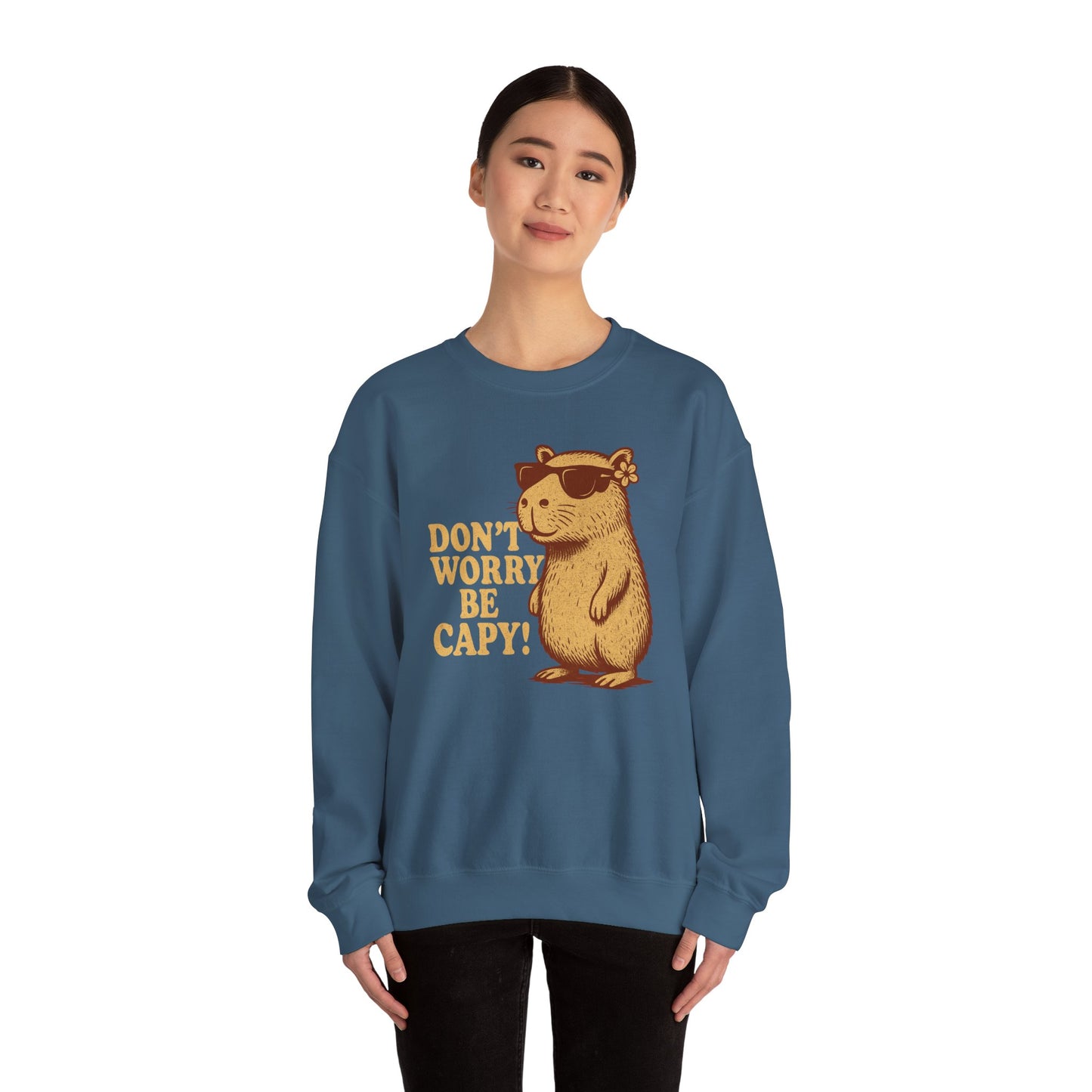 Don't Worry Be Capy! - Unisex Heavy Blend Crewneck Sweatshirt - Riff Raff Wear