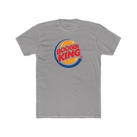 Funny 'Booger King' Unisex Cotton Crew Tee - Humorous T-Shirt for Kids and Adults - Parody Logo Series - Riff Raff Wear