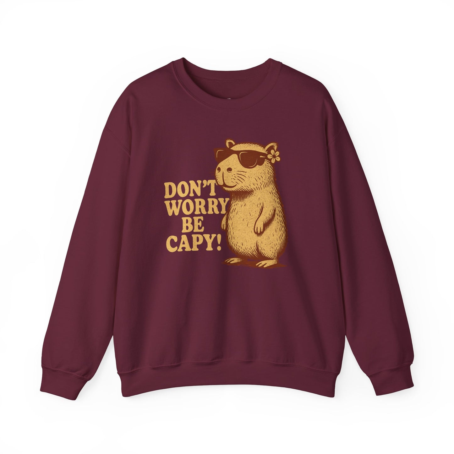 Don't Worry Be Capy! - Unisex Heavy Blend Crewneck Sweatshirt - Riff Raff Wear