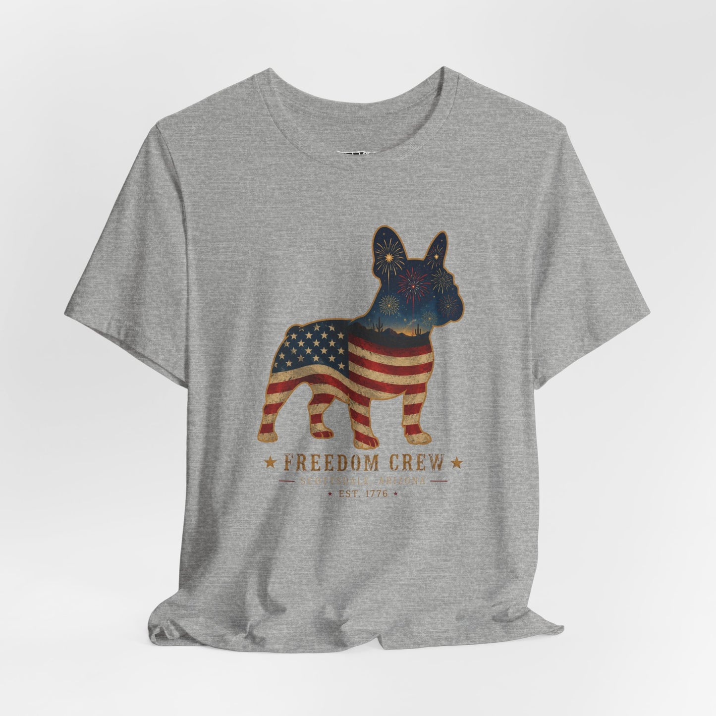 Freedom Crew Frenchie T-Shirt – Patriotic Bulldog Flag Tee