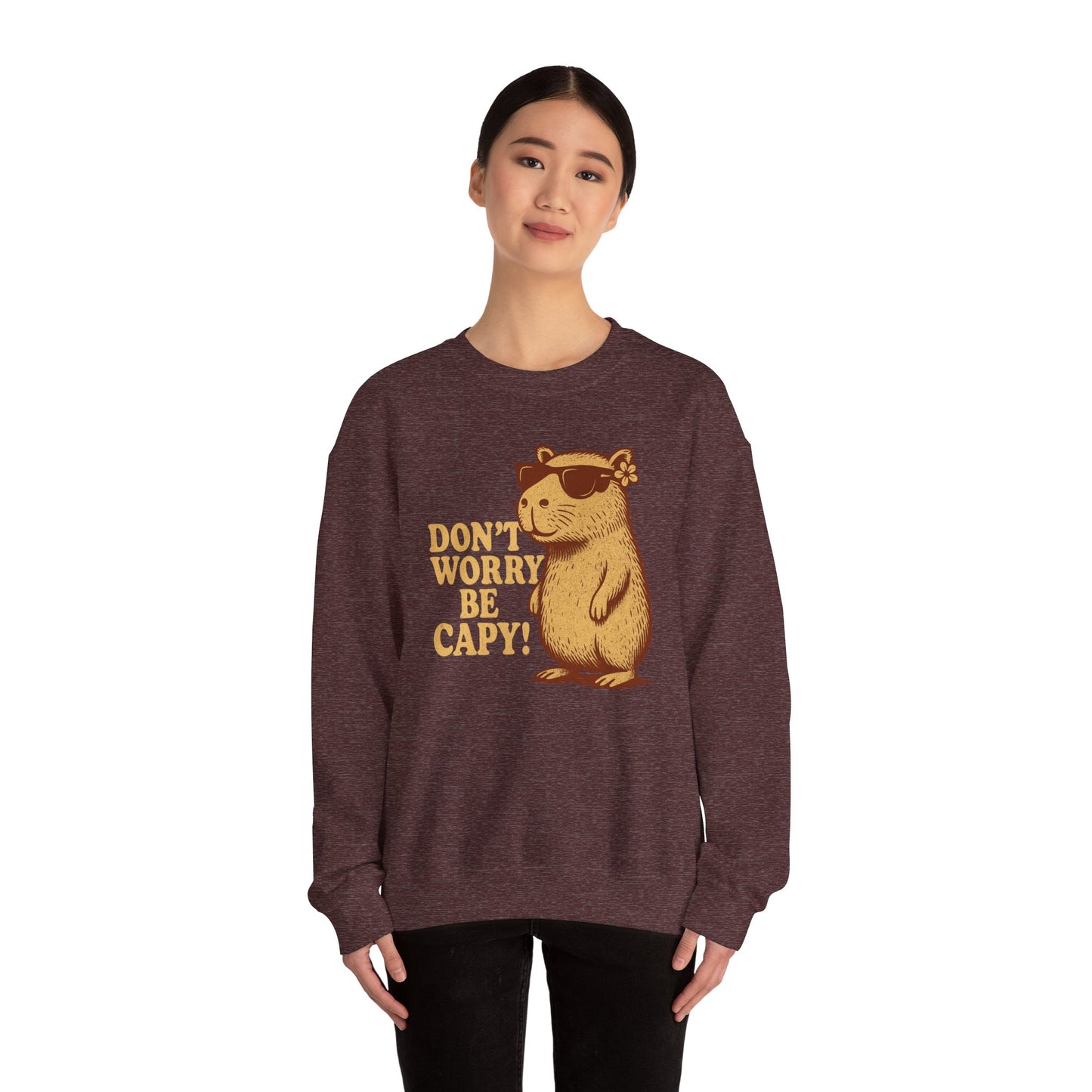 Don't Worry Be Capy! - Unisex Heavy Blend Crewneck Sweatshirt - Riff Raff Wear
