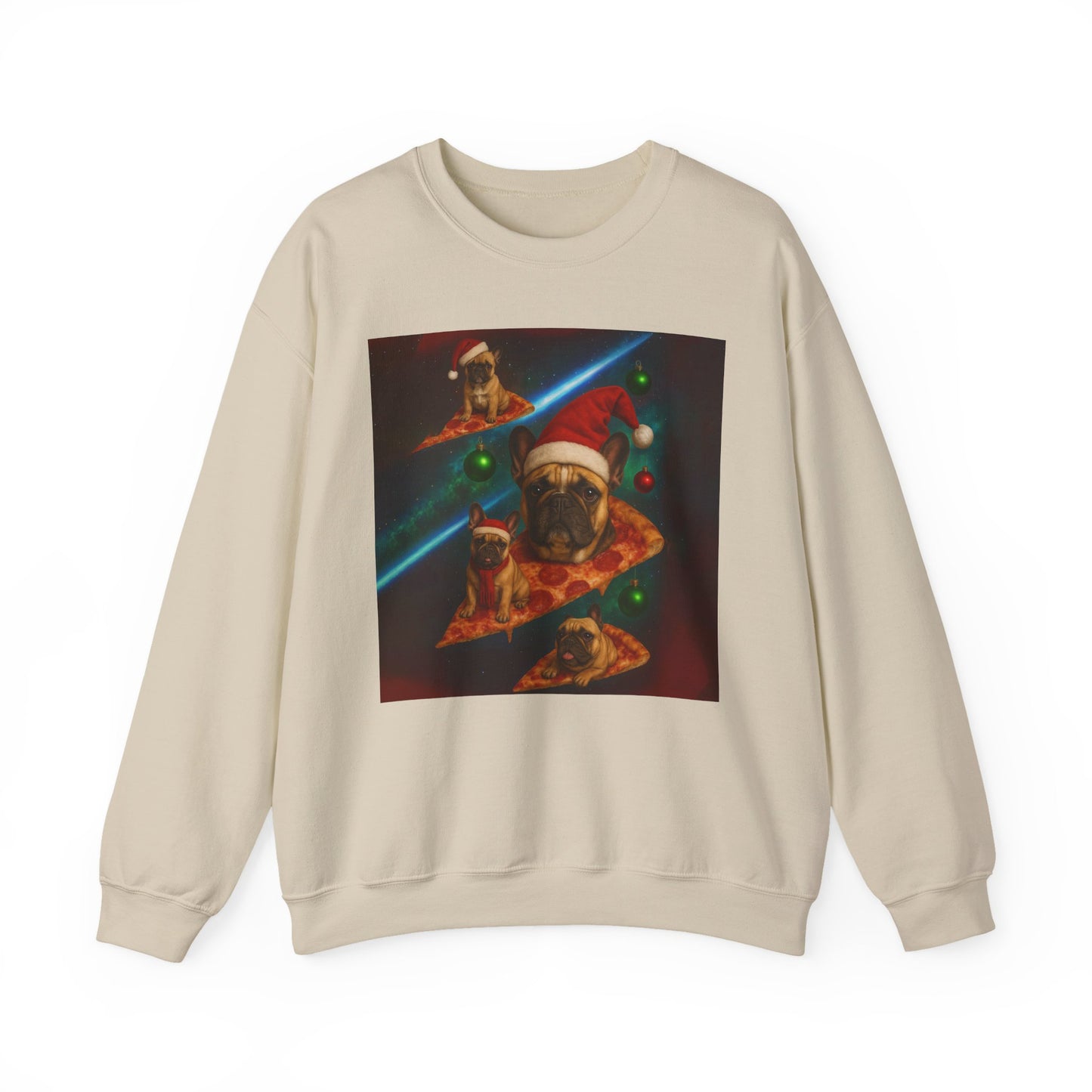 Festive Pizza Dog Crewneck Sweatshirt | Fun Holiday Apparel | Gift for Dog Lovers, Christmas Sweatshirt, Cozy Fashion, Unisex Style - Riff Raff Wear