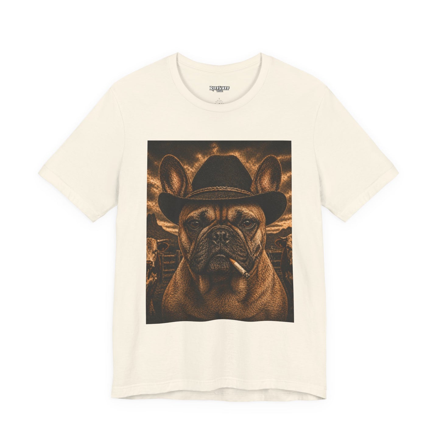 Cowboy French Bulldog T‑Shirt  Vintage Smoky Western Dog Tee - Riff Raff Wear