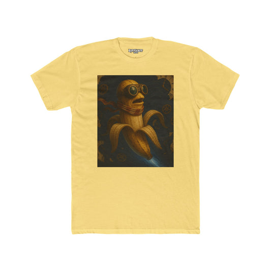 Whimsical Banana Time Traveler Unisex Cotton Crew Tee – Fun & Unique Graphic T-Shirt - Riff Raff Wear