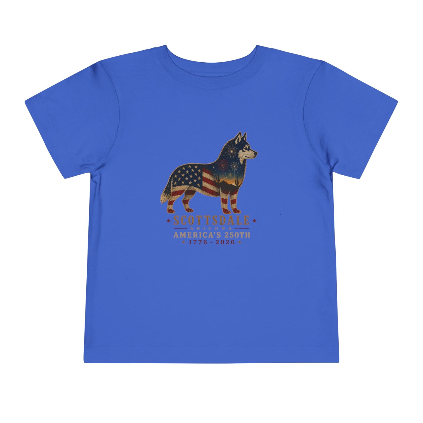 Toddler Tee — Scottsdale America’s 250th Flag Husky Dog Graphic
