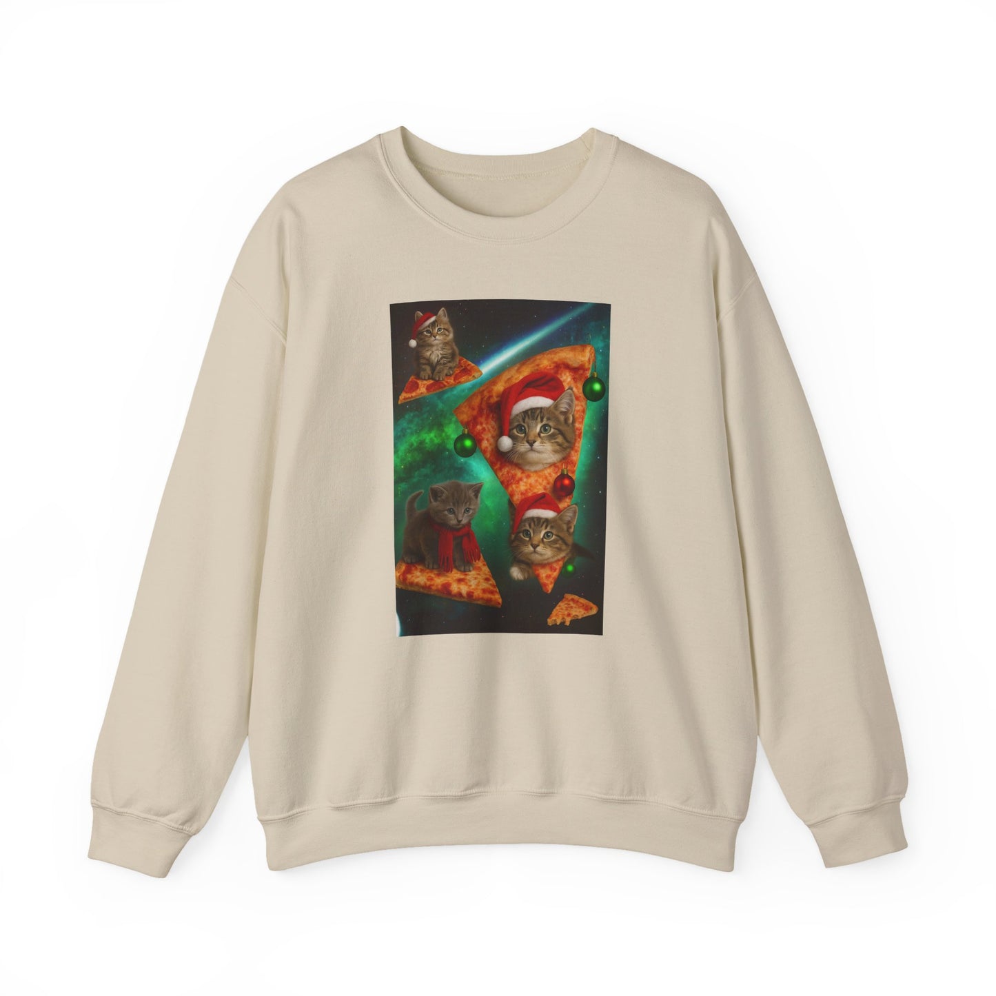 Cat Lovers Pizza Sweatshirt, Funny Gift for Cat Enthusiasts, Cozy Holiday Apparel, Perfect for Christmas, Unique Animal Sweatshirt - Riff Raff Wear