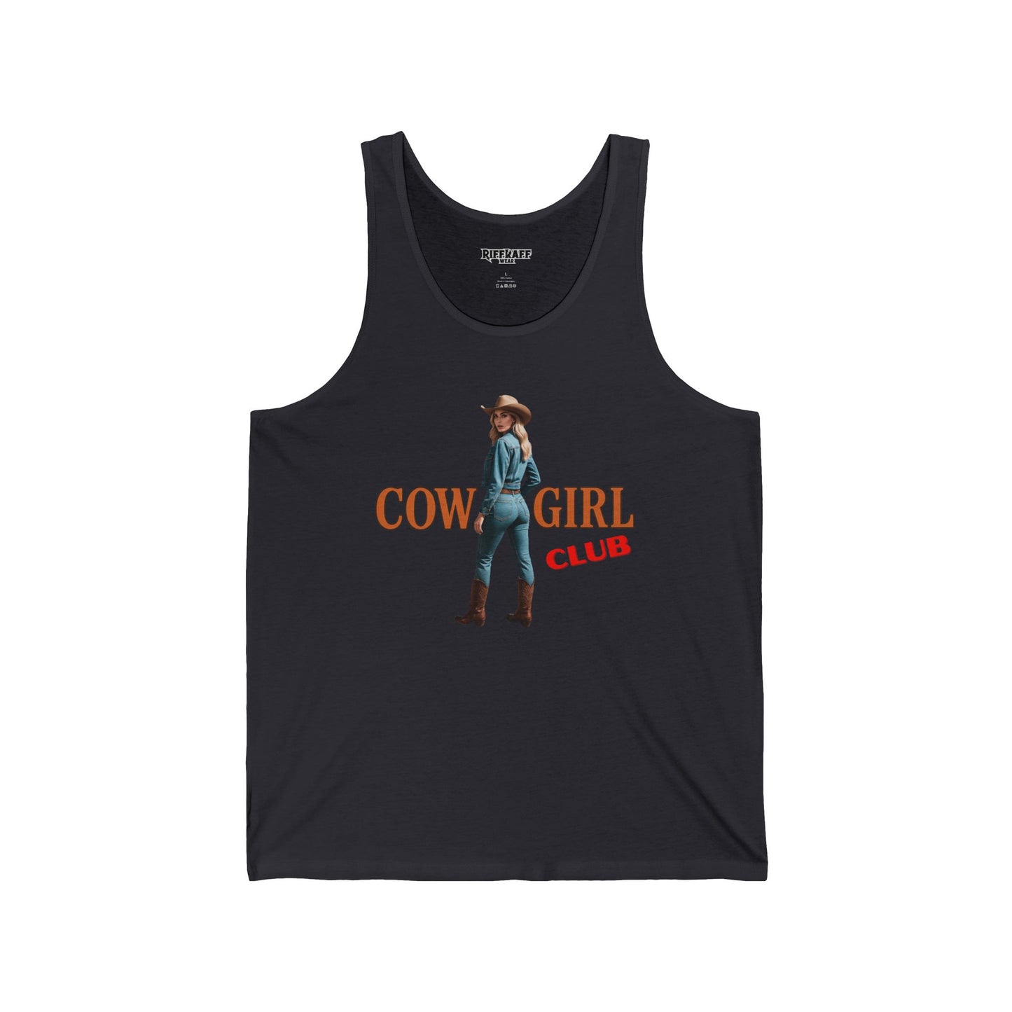 Cowgirl Club Unisex Jersey Tank - Fun Graphic Tee for Western Lovers - Riff Raff Wear