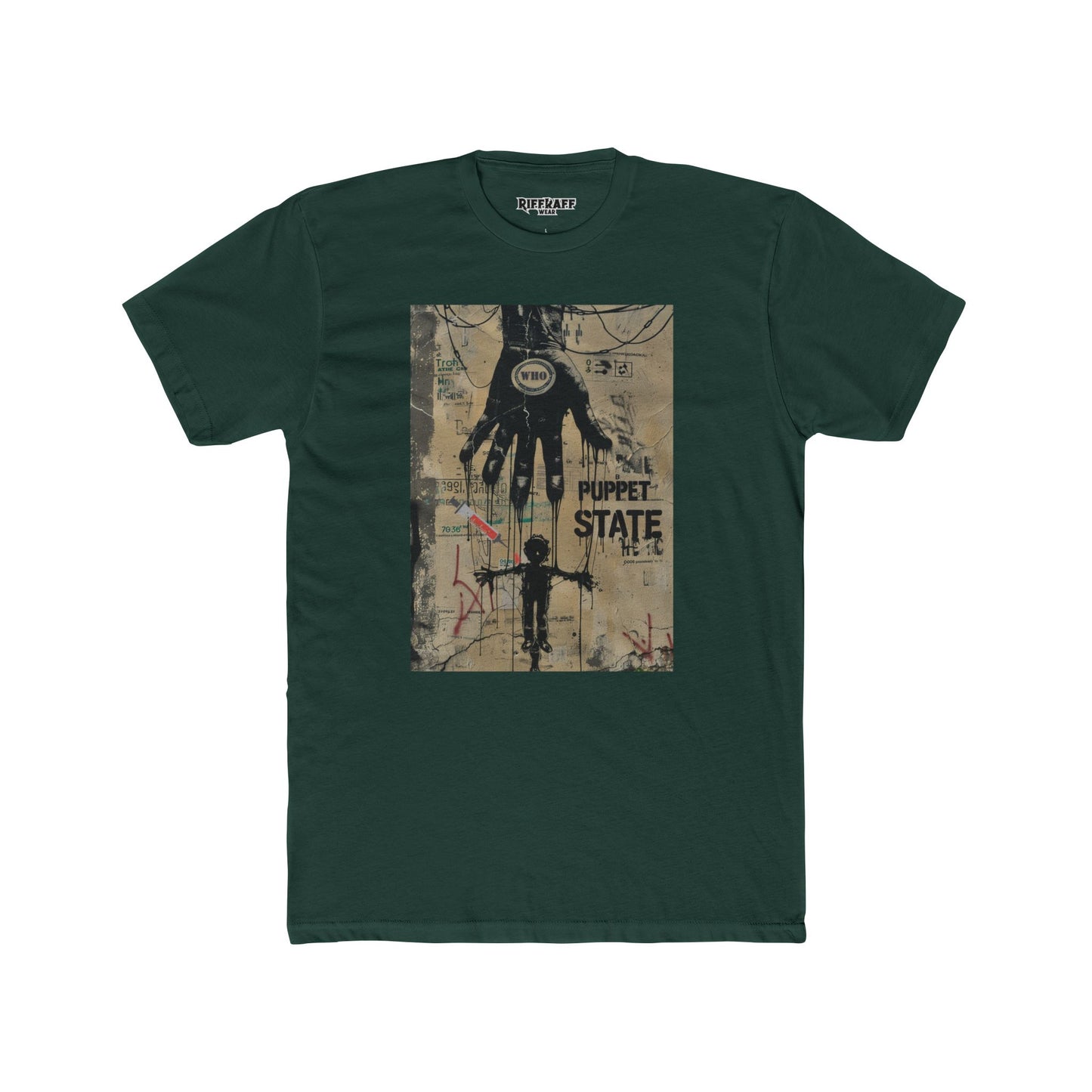 Unisex Cotton Crew Tee - Puppet State Political Art - Riff Raff Wear