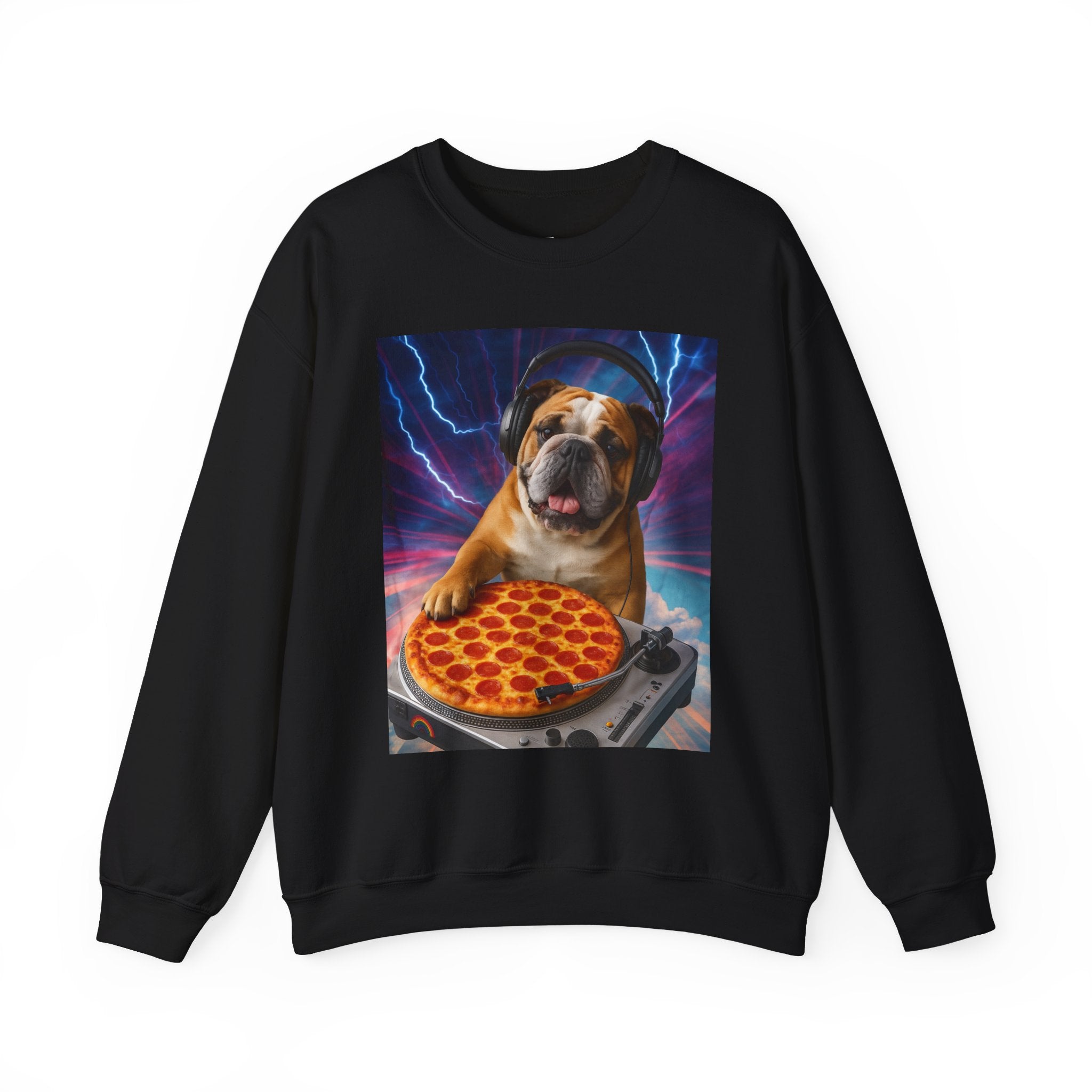 Pizza Party Bulldog Crewneck Sweatshirt - Fun & Cozy Unisex Gift - Riff Raff Wear