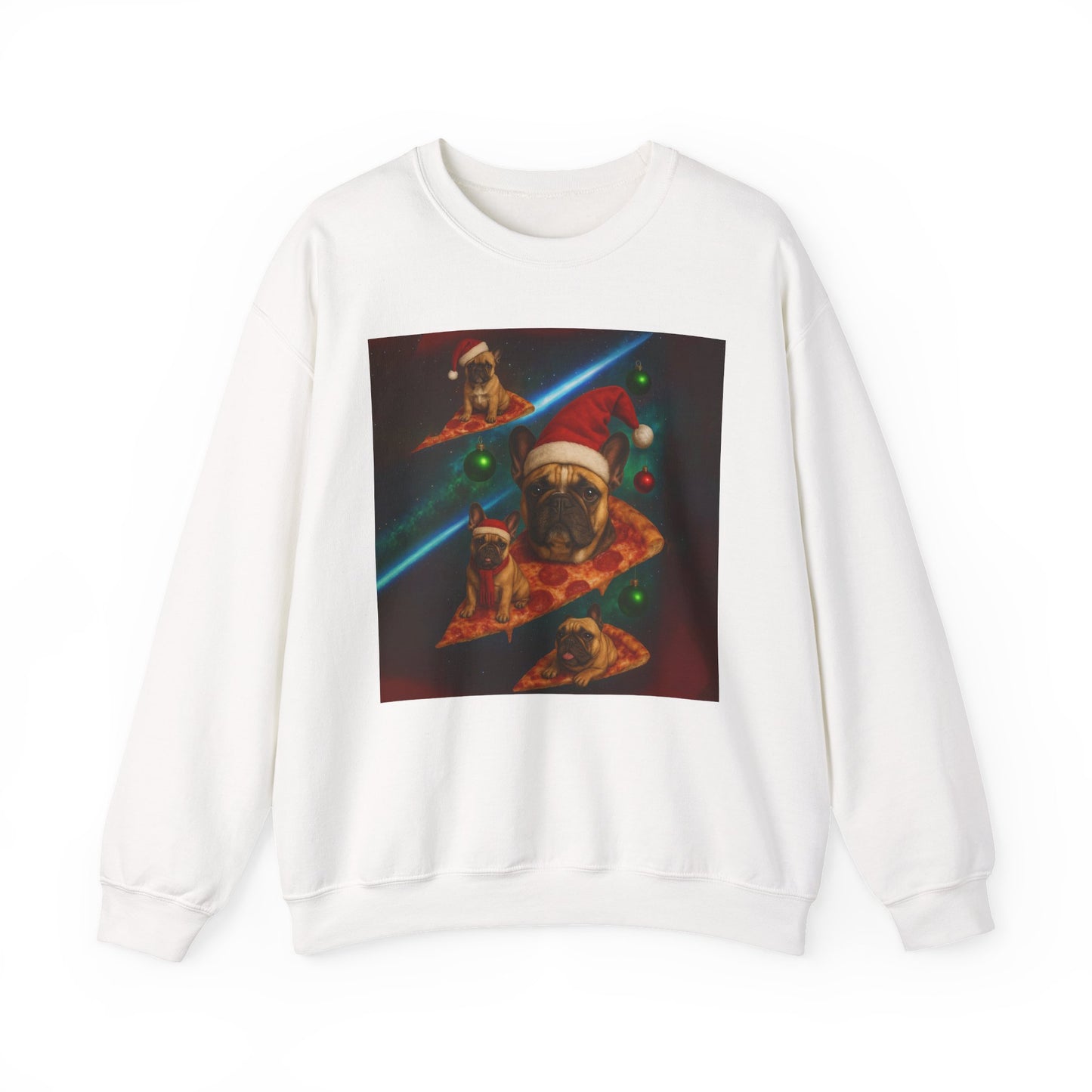 Festive Pizza Dog Crewneck Sweatshirt | Fun Holiday Apparel | Gift for Dog Lovers, Christmas Sweatshirt, Cozy Fashion, Unisex Style - Riff Raff Wear