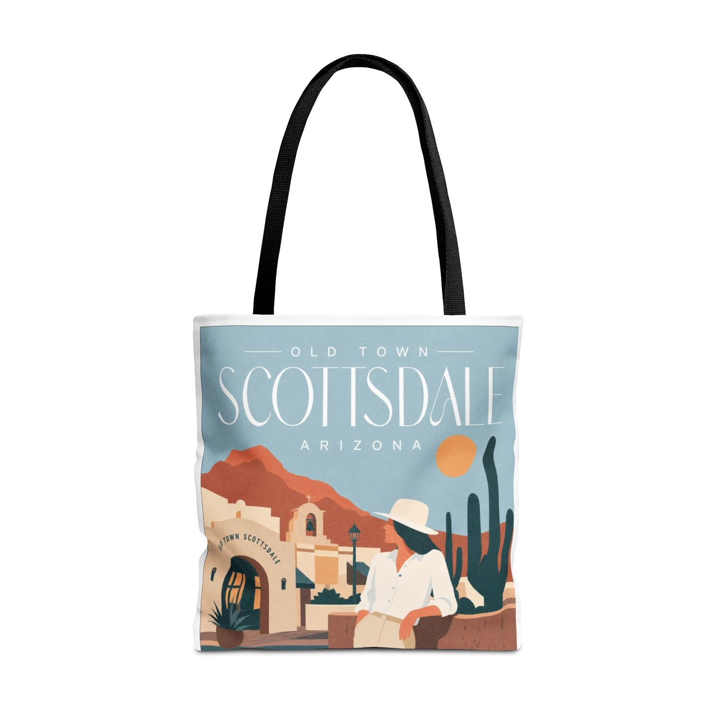 Scottsdale Arizona Vintage Travel Tote Bag — Old Town Desert Poster Design