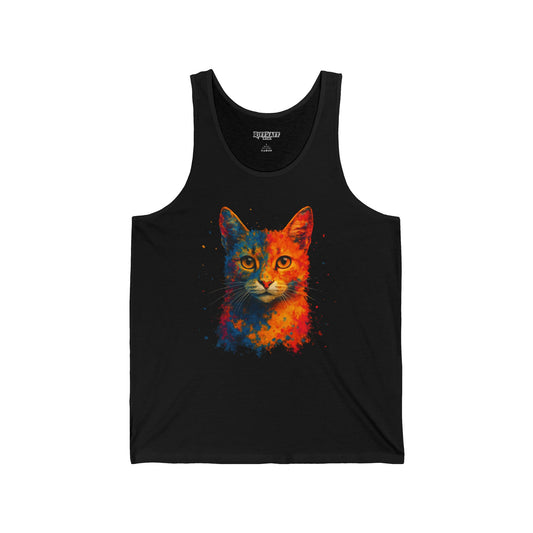 Colorful Cat Unisex Jersey Tank - Vibrant Graphic Tee for Animal Lovers - Riff Raff Wear