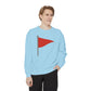 Unisex Garment-Dyed Sweatshirt with Red Flag Design - Casual Cozy Wear - Riff Raff Wear