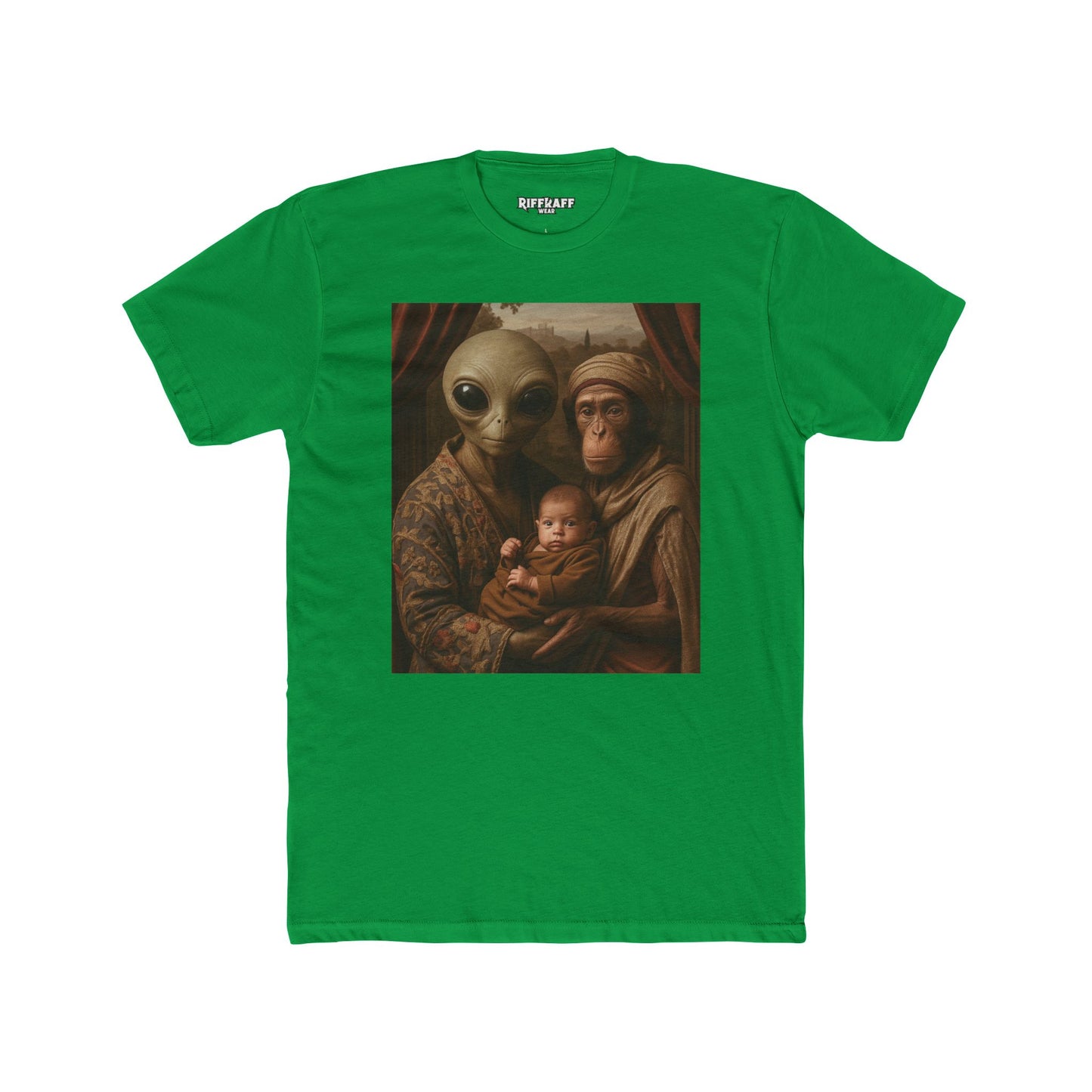 Early Earth Alien Family Portrait Unisex Cotton Crew Tee - Riff Raff Wear