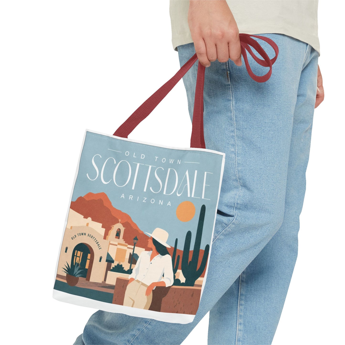 Scottsdale Arizona Vintage Travel Tote Bag — Old Town Desert Poster Design