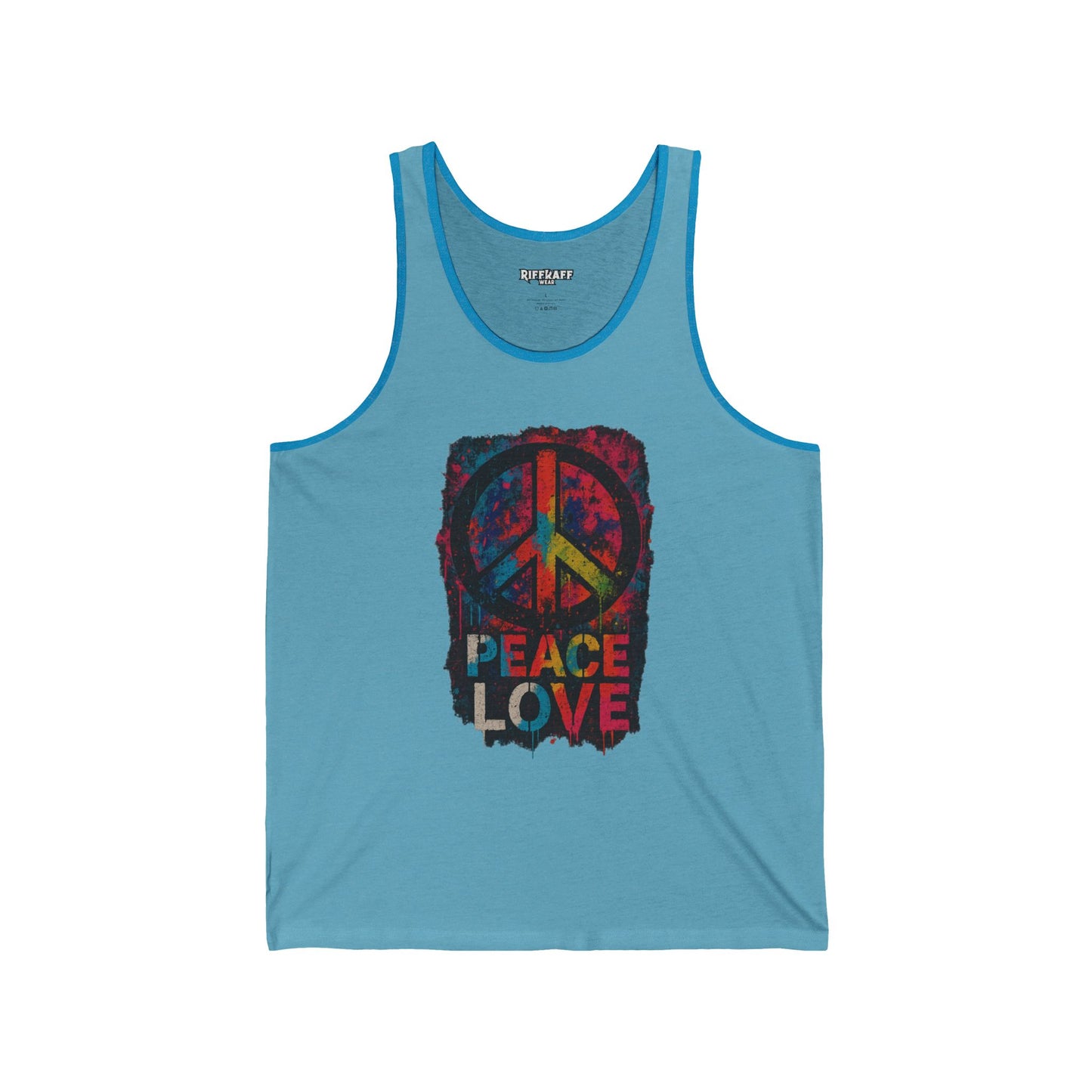 Peace Love Unisex Jersey Tank - Relaxed Summer Top - Riff Raff Wear