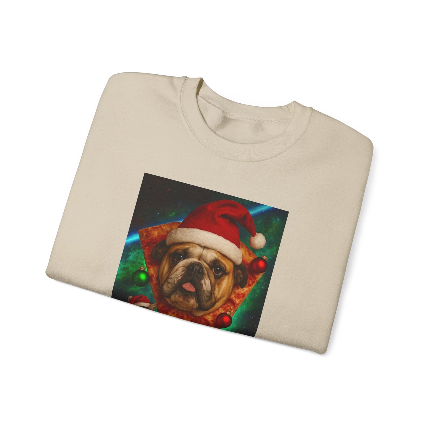 Festive Dog Pizza Sweatshirt, Holiday Gift, Christmas Apparel, Unisex Crewneck, Dog Lover Sweatshirt - Riff Raff Wear