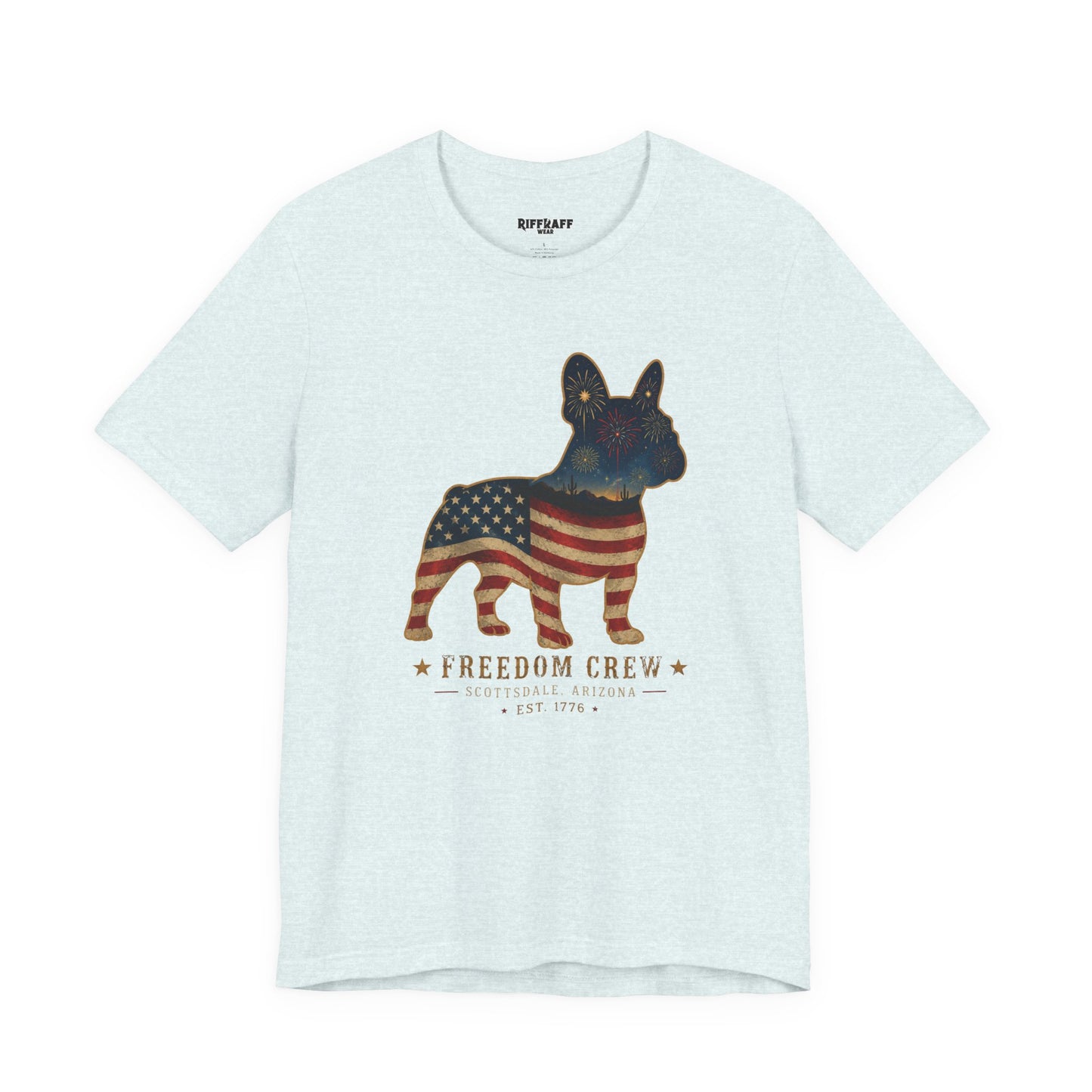Freedom Crew Frenchie T-Shirt – Patriotic Bulldog Flag Tee