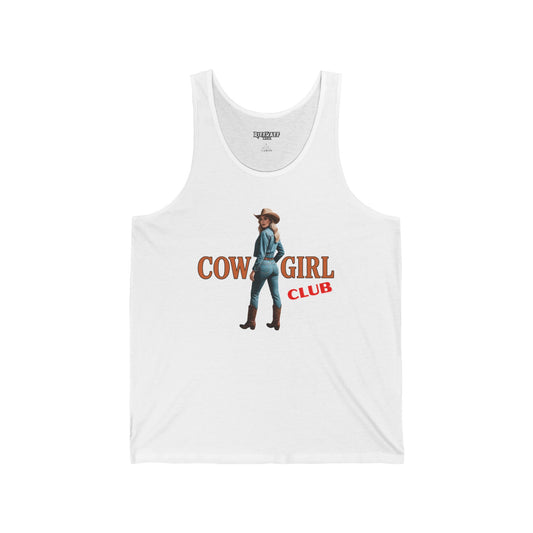 Cowgirl Club Unisex Jersey Tank - Fun Graphic Tee for Western Lovers - Riff Raff Wear