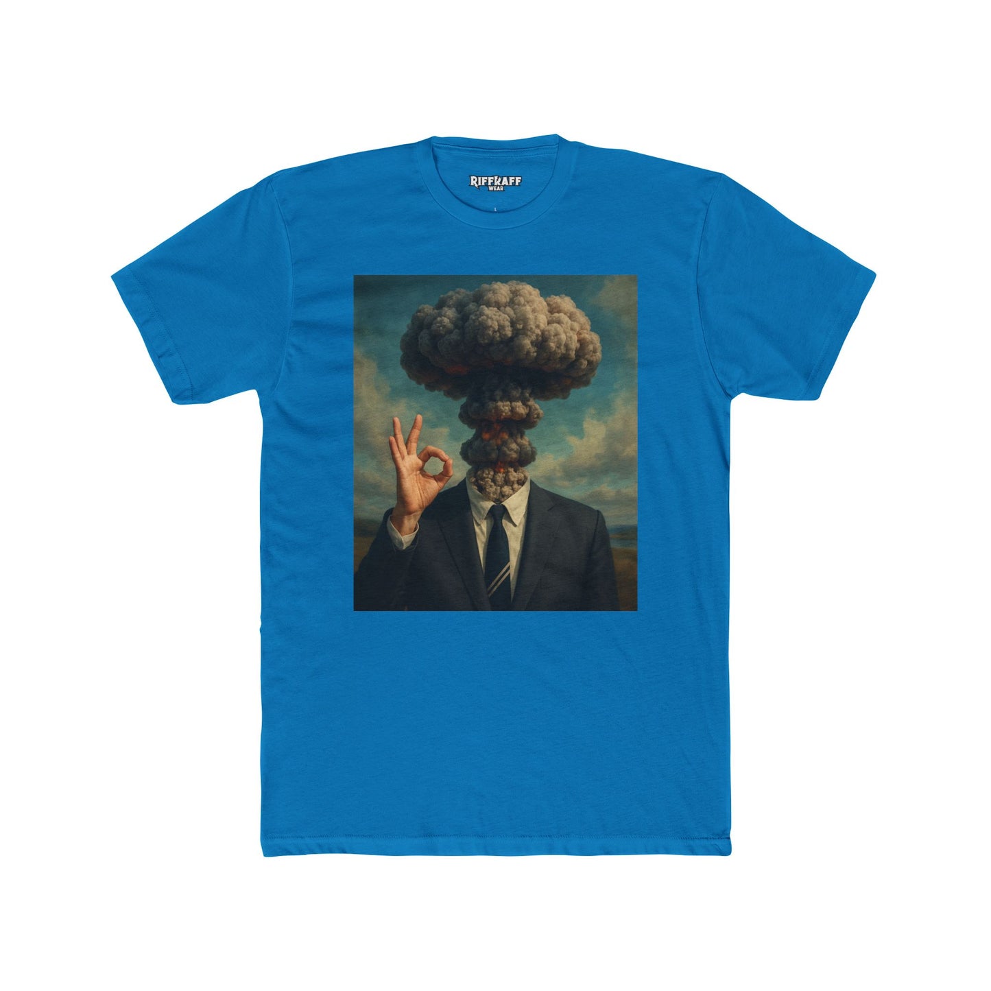 Surrealist Men's Cotton Crew Tee - Explosive Graphic Art - Riff Raff Wear