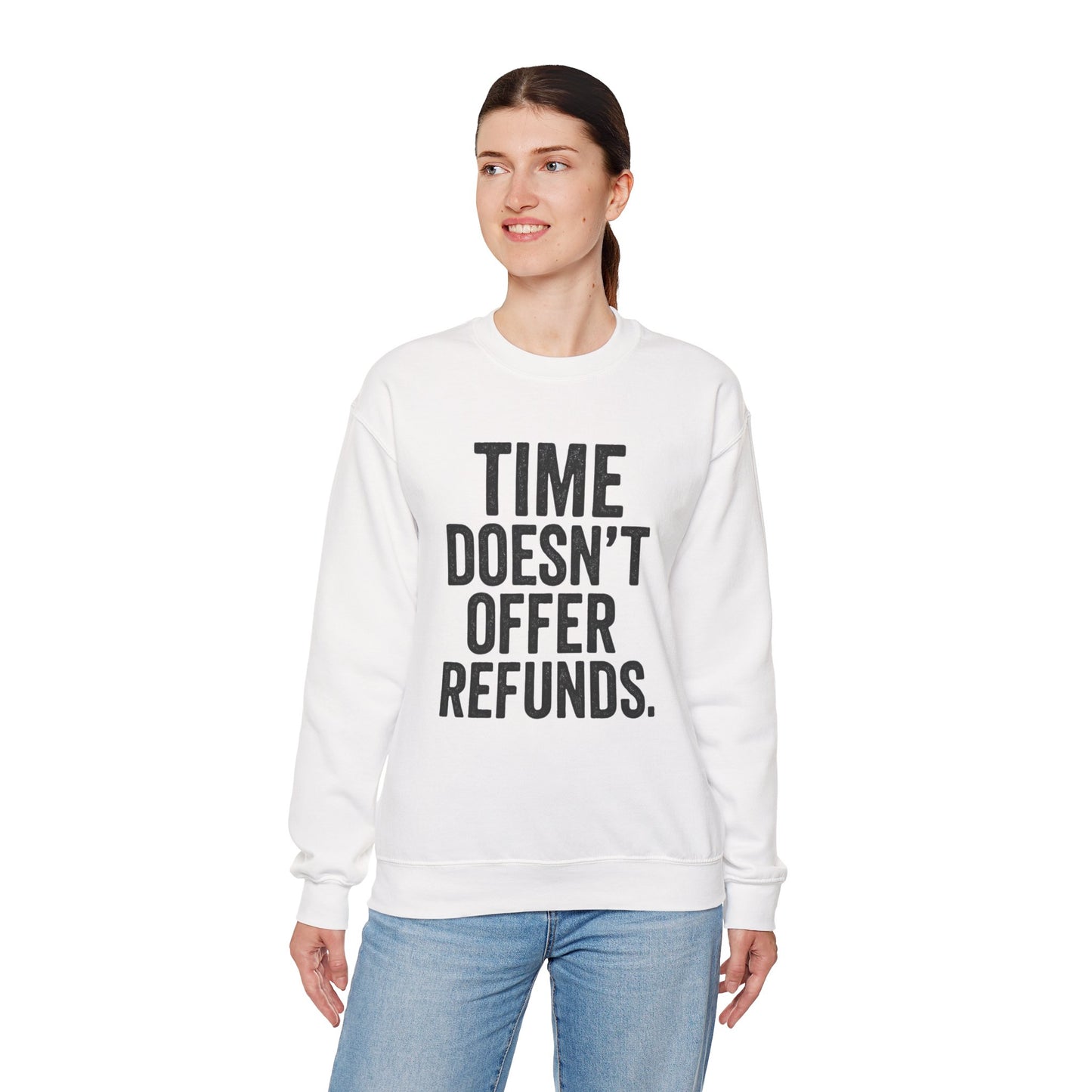 Unisex Crewneck Sweatshirt - "Time Doesn't Refund" - REBEL REPUBLIC - Riff Raff Wear