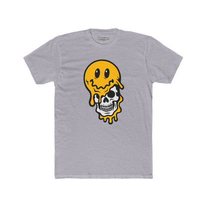 Trendy Graphic Tee: Melting Smile Skull Design - Unisex Cotton Crew Shirt, Casual Wear, Streetwear