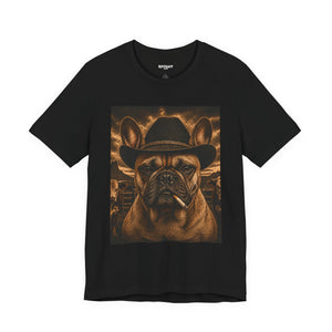 Cowboy French Bulldog T‑Shirt  Vintage Smoky Western Dog Tee - Riff Raff Wear