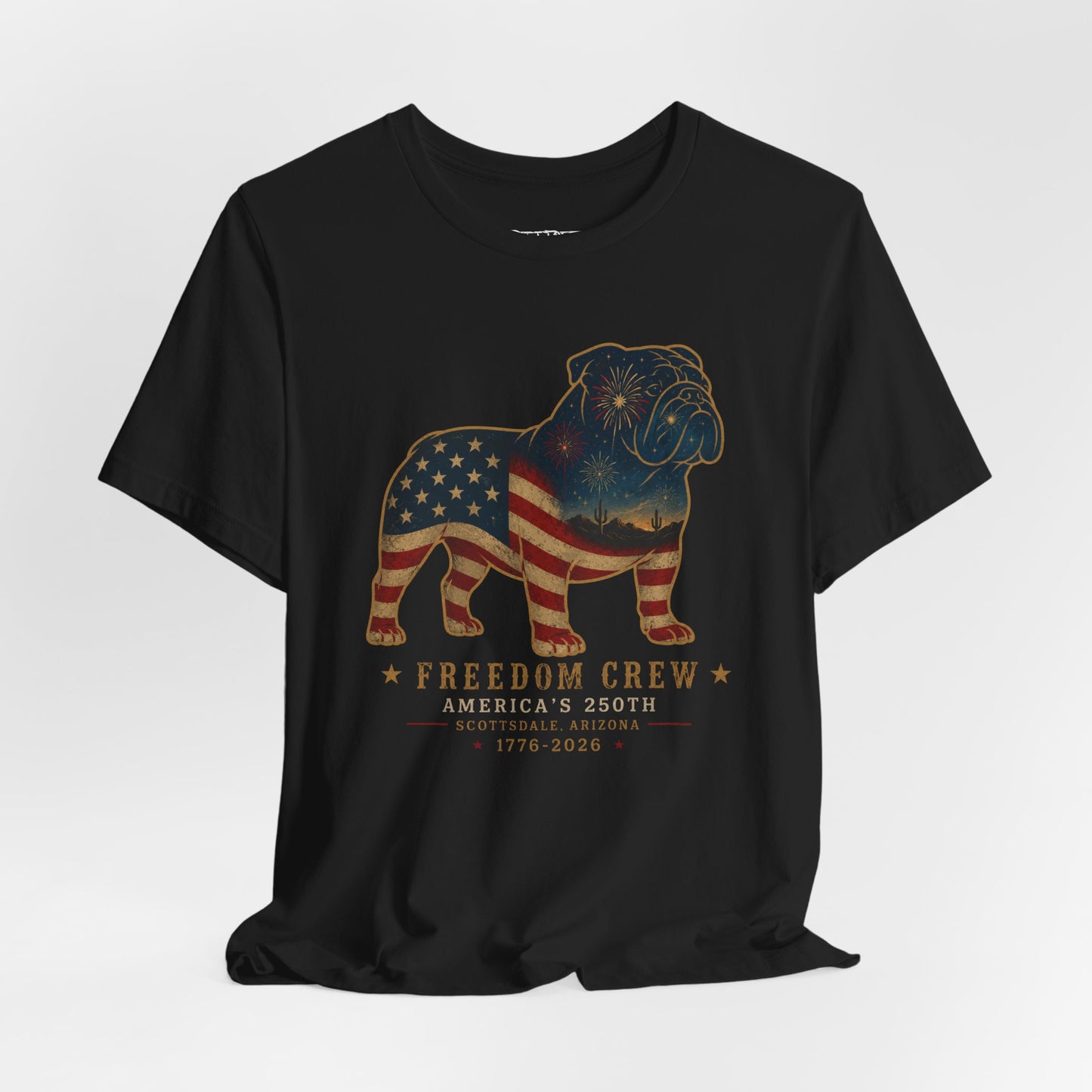 Freedom Crew English Bull Dog T-Shirt – Patriotic Bulldog Flag Tee