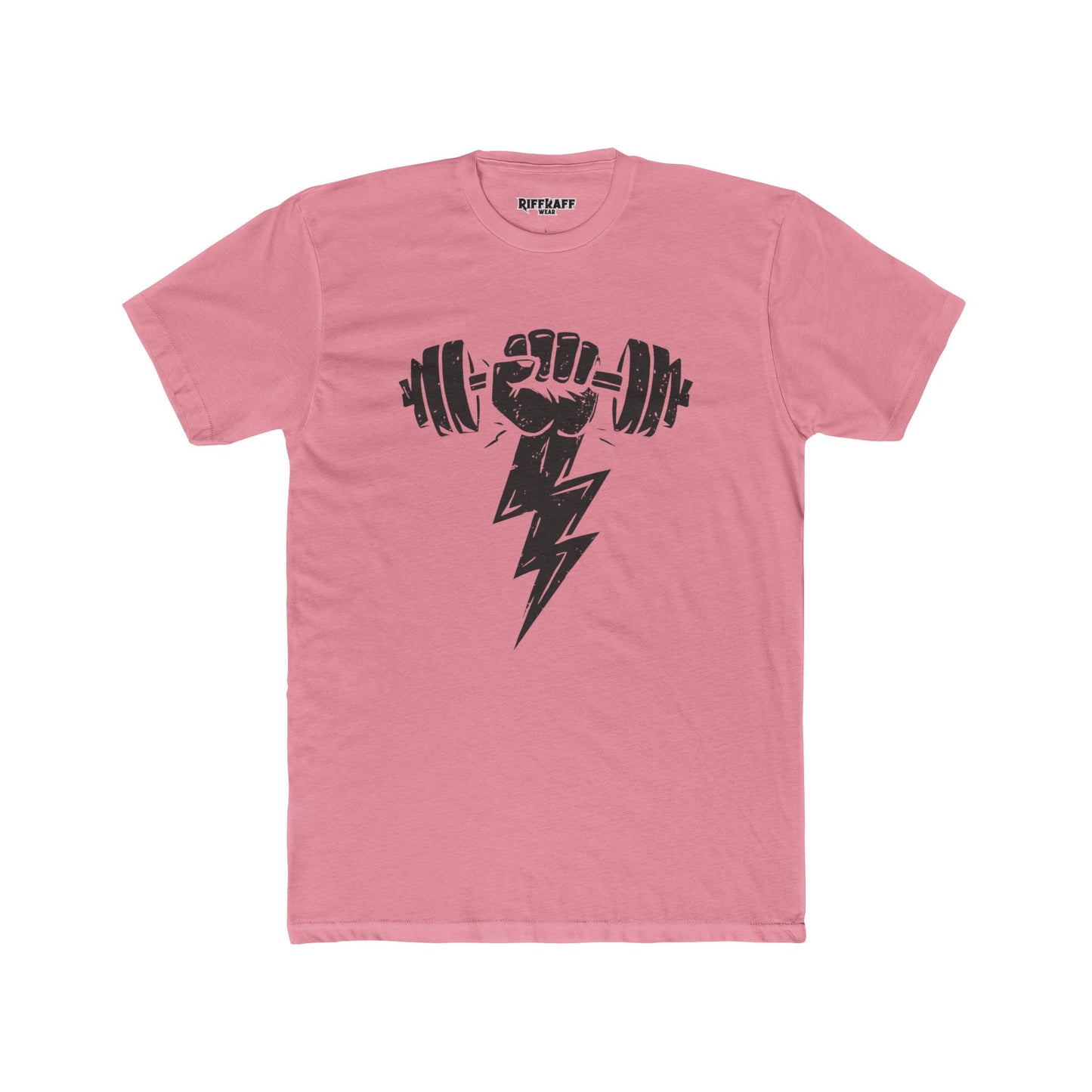 Motivational Gym Crew Tee - Bold Fist & Dumbbell Design - Riff Raff Wear