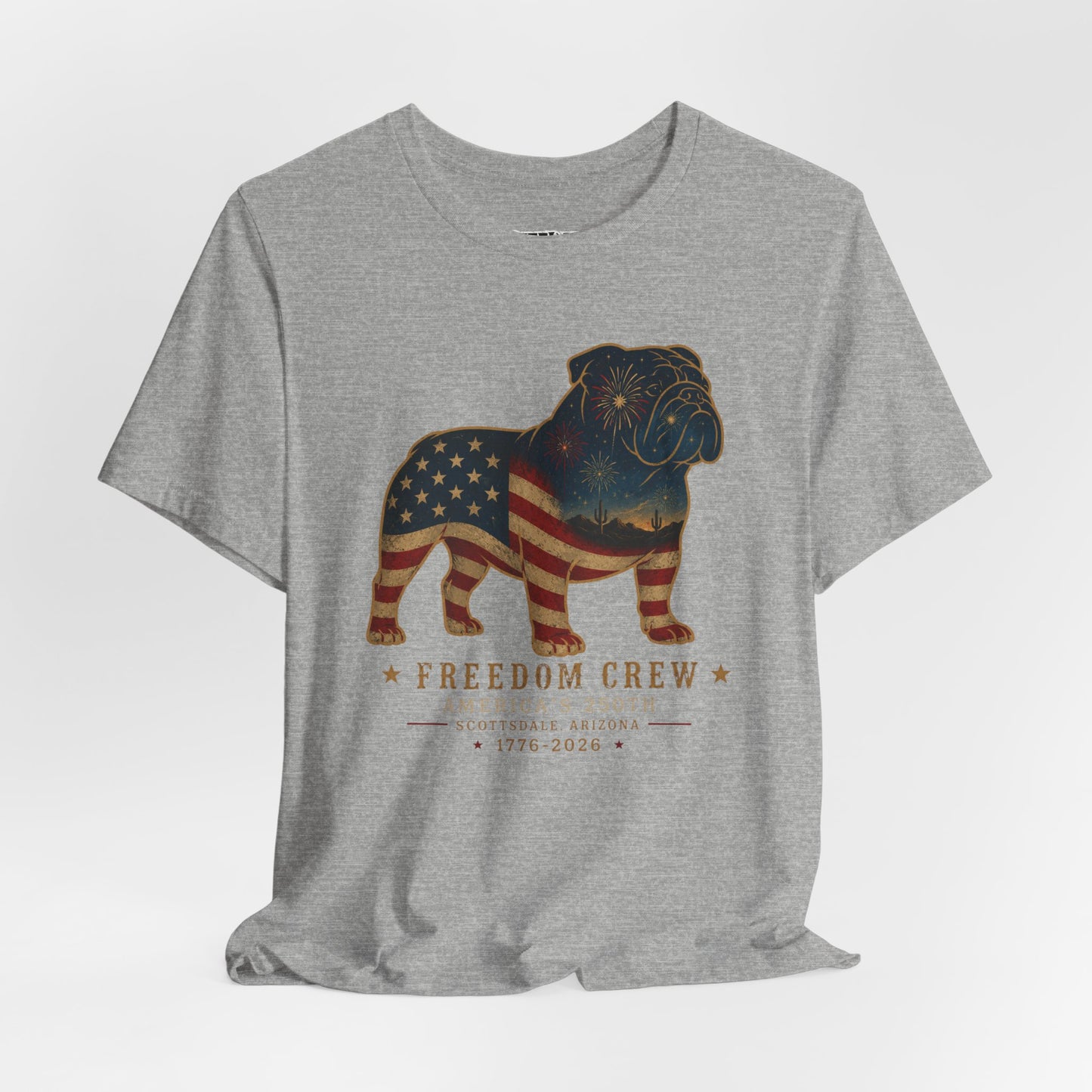 Freedom Crew English Bull Dog T-Shirt – Patriotic Bulldog Flag Tee