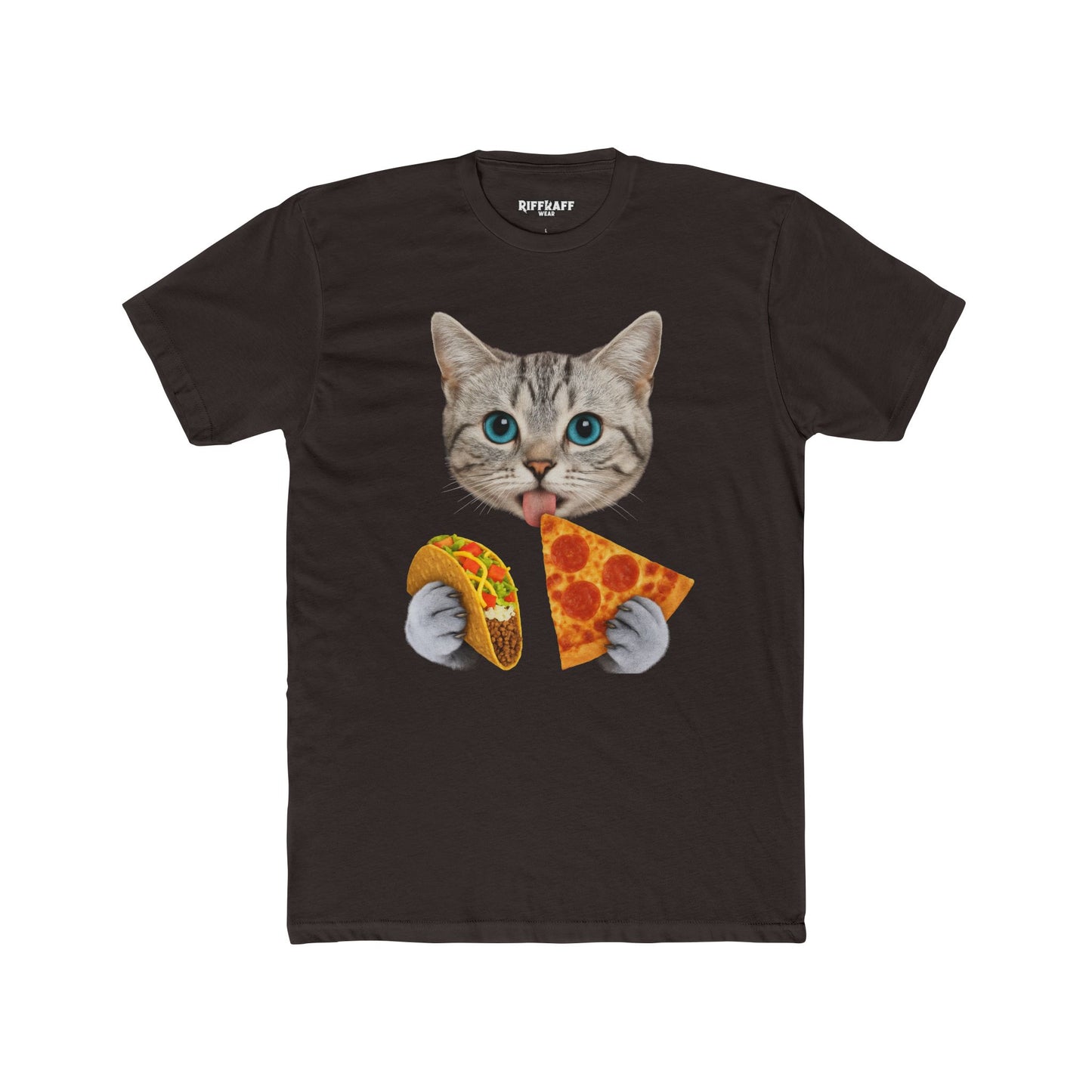 Funny Cat Pizza Taco Unisex Cotton Crew Tee - Riff Raff Wear