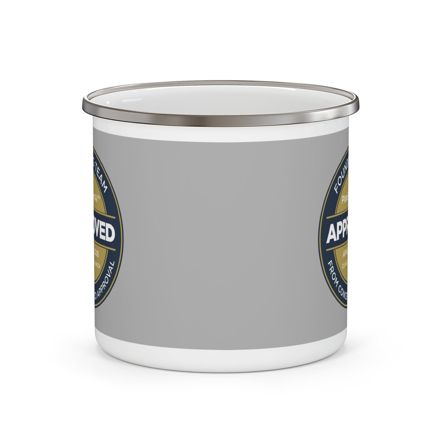 Enamel Mug — 2Build “PlanSmartAI Approved” Founders Launch Commemorative Camping Cup