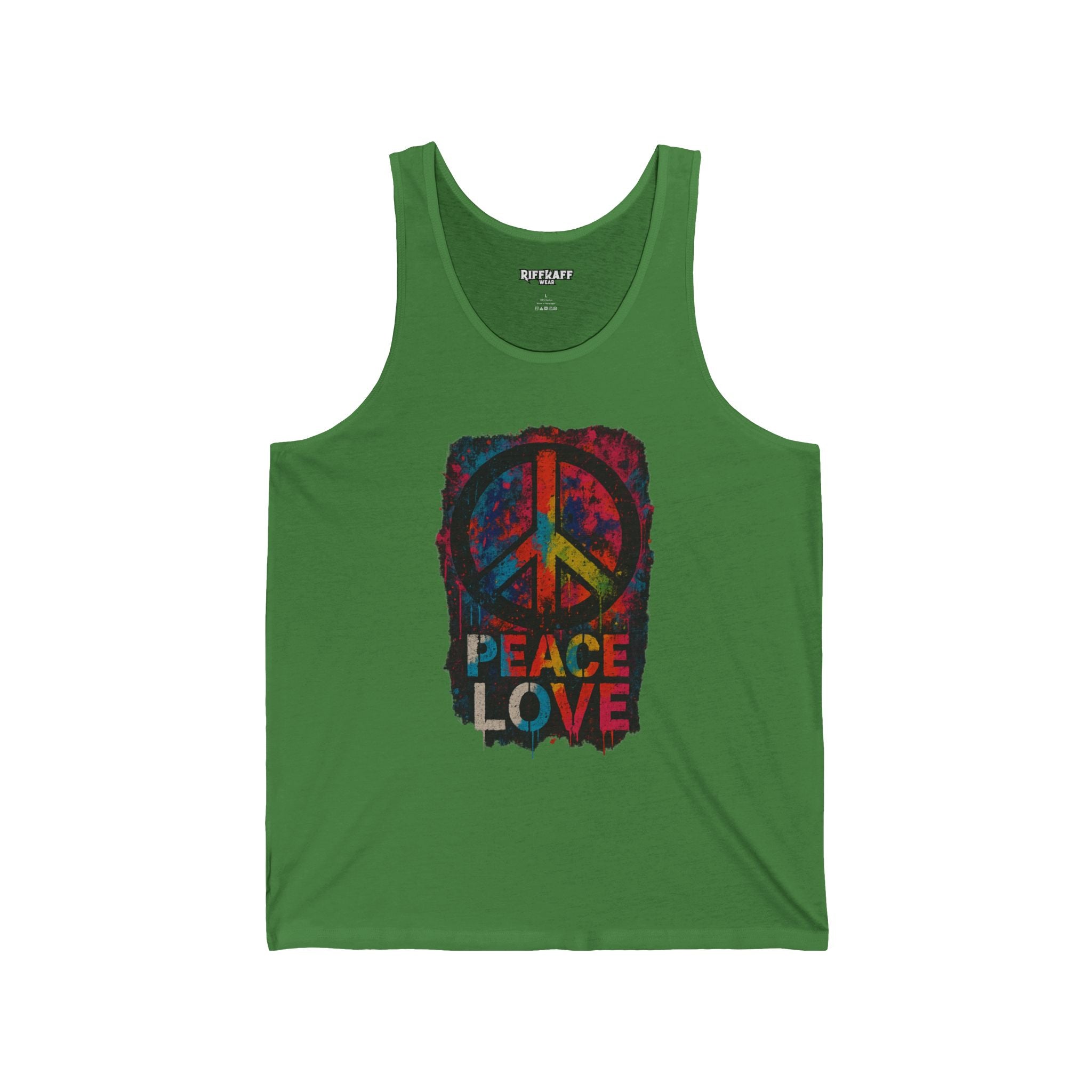 Peace Love Unisex Jersey Tank - Relaxed Summer Top - Riff Raff Wear