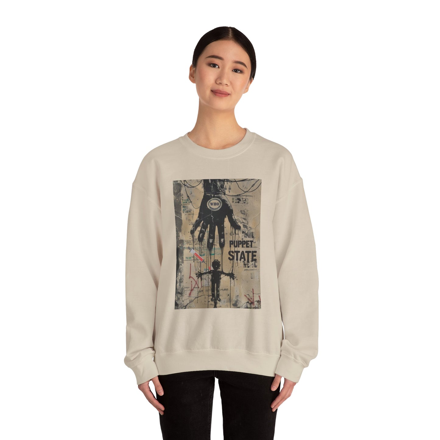 Artistic Puppet State Sweatshirt - Unisex Crewneck for Creative Souls - Riff Raff Wear