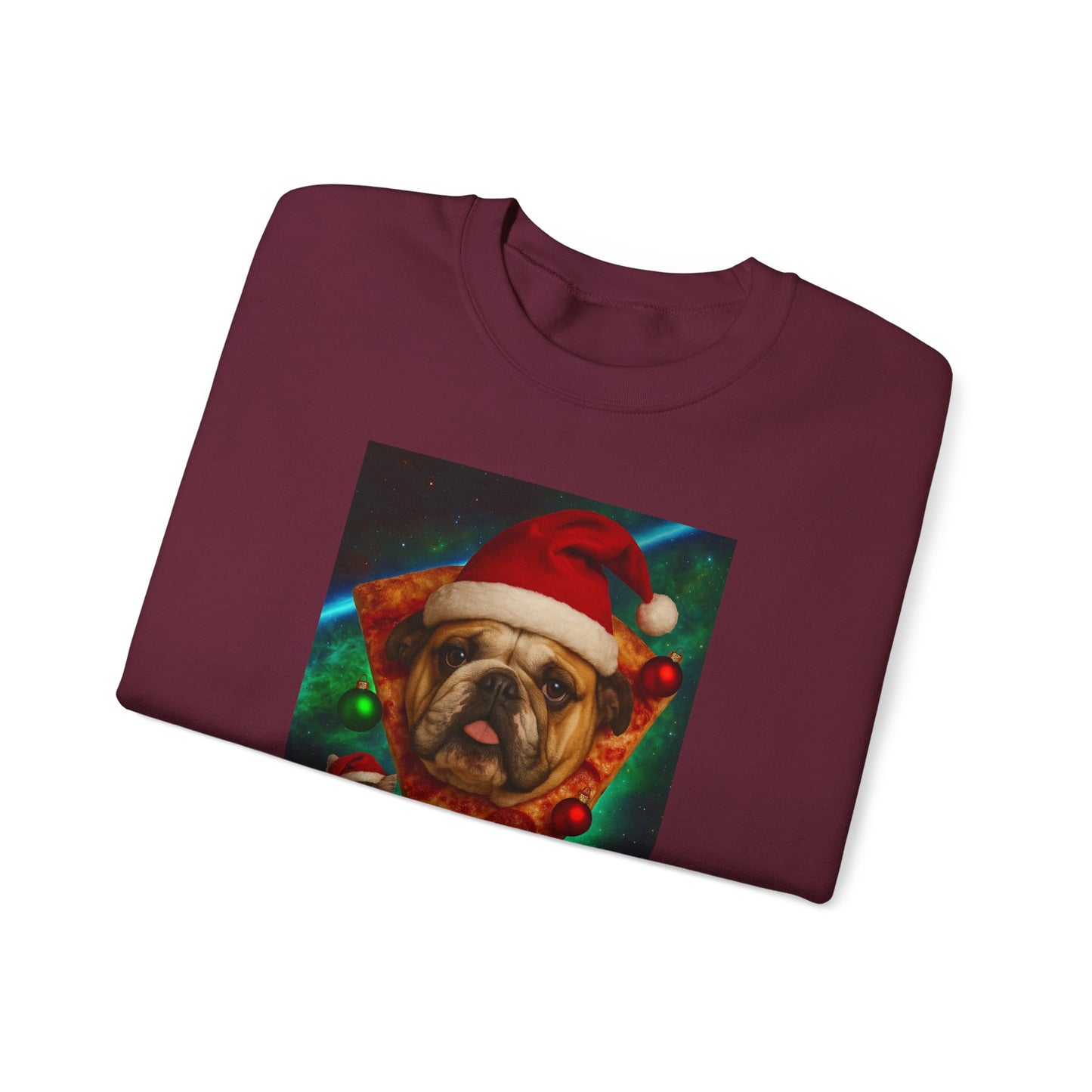 Festive Dog Pizza Sweatshirt, Holiday Gift, Christmas Apparel, Unisex Crewneck, Dog Lover Sweatshirt - Riff Raff Wear