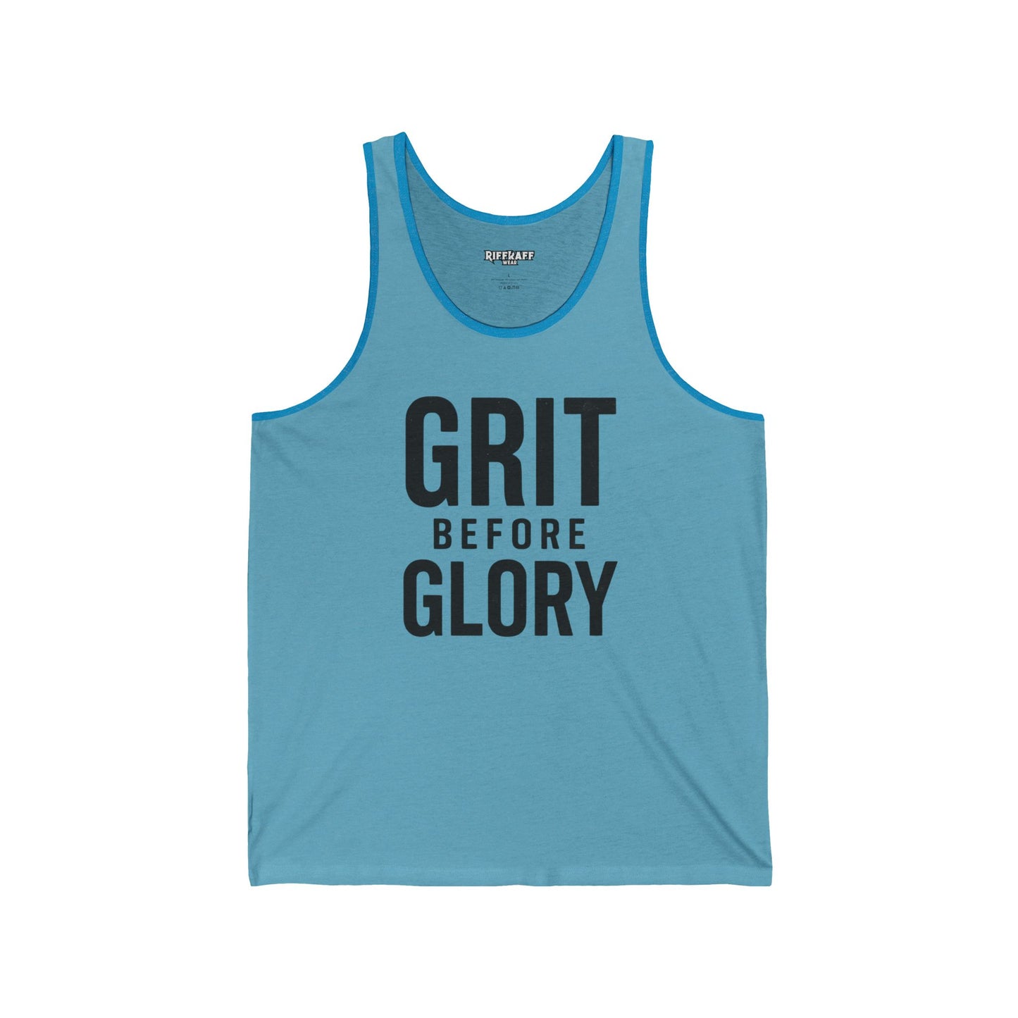 Grit Before Glory Unisex Jersey Tank - Motivational Workout Apparel - Fitness - Riff Raff Wear