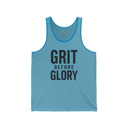 Grit Before Glory Unisex Jersey Tank - Motivational Workout Apparel - Fitness - Riff Raff Wear