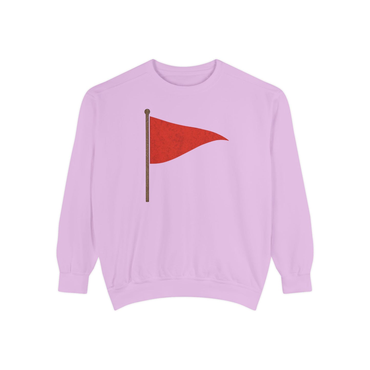 Unisex Garment-Dyed Sweatshirt with Red Flag Design - Casual Cozy Wear - Riff Raff Wear